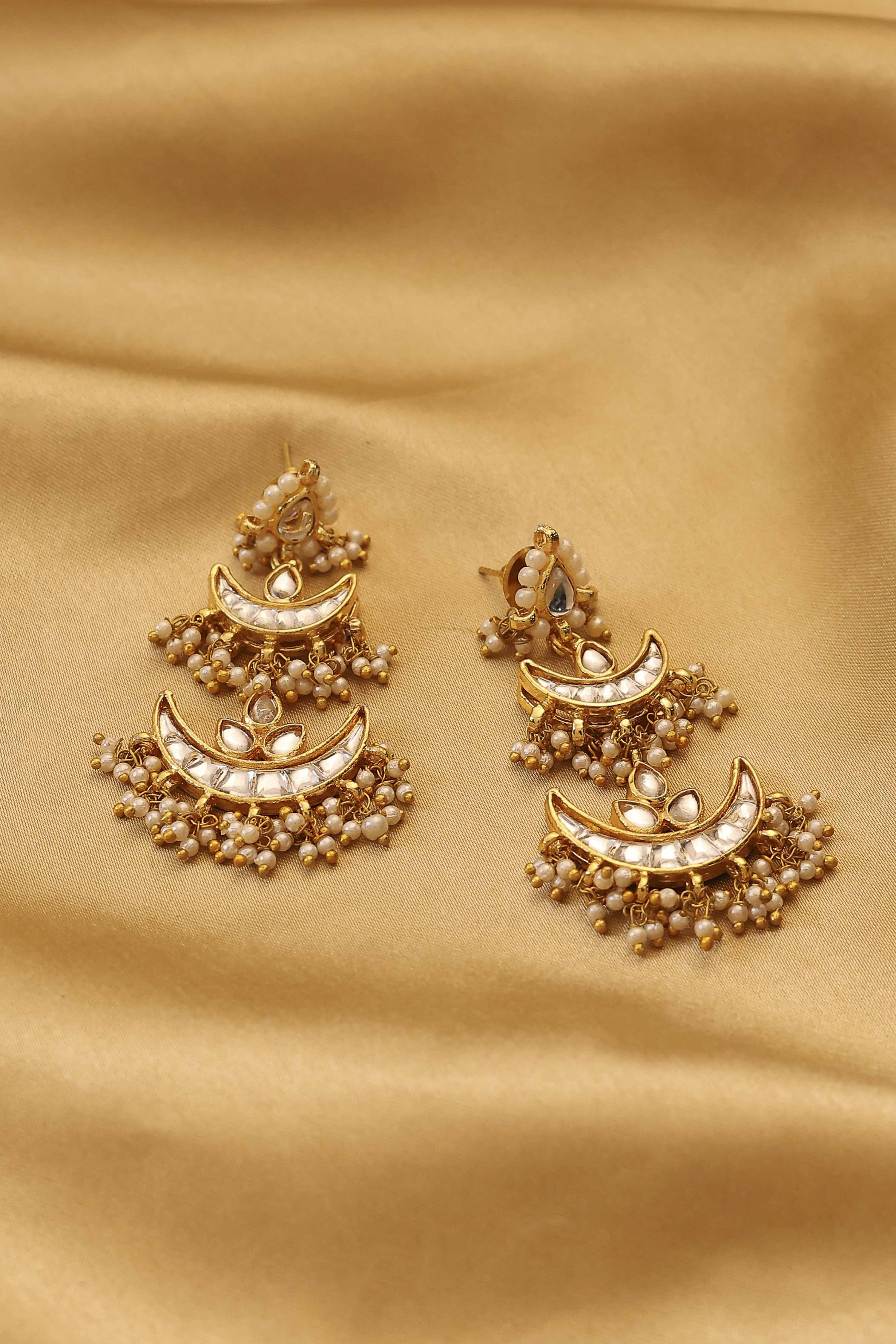 White Brass Kundan Chaandbali image number 0