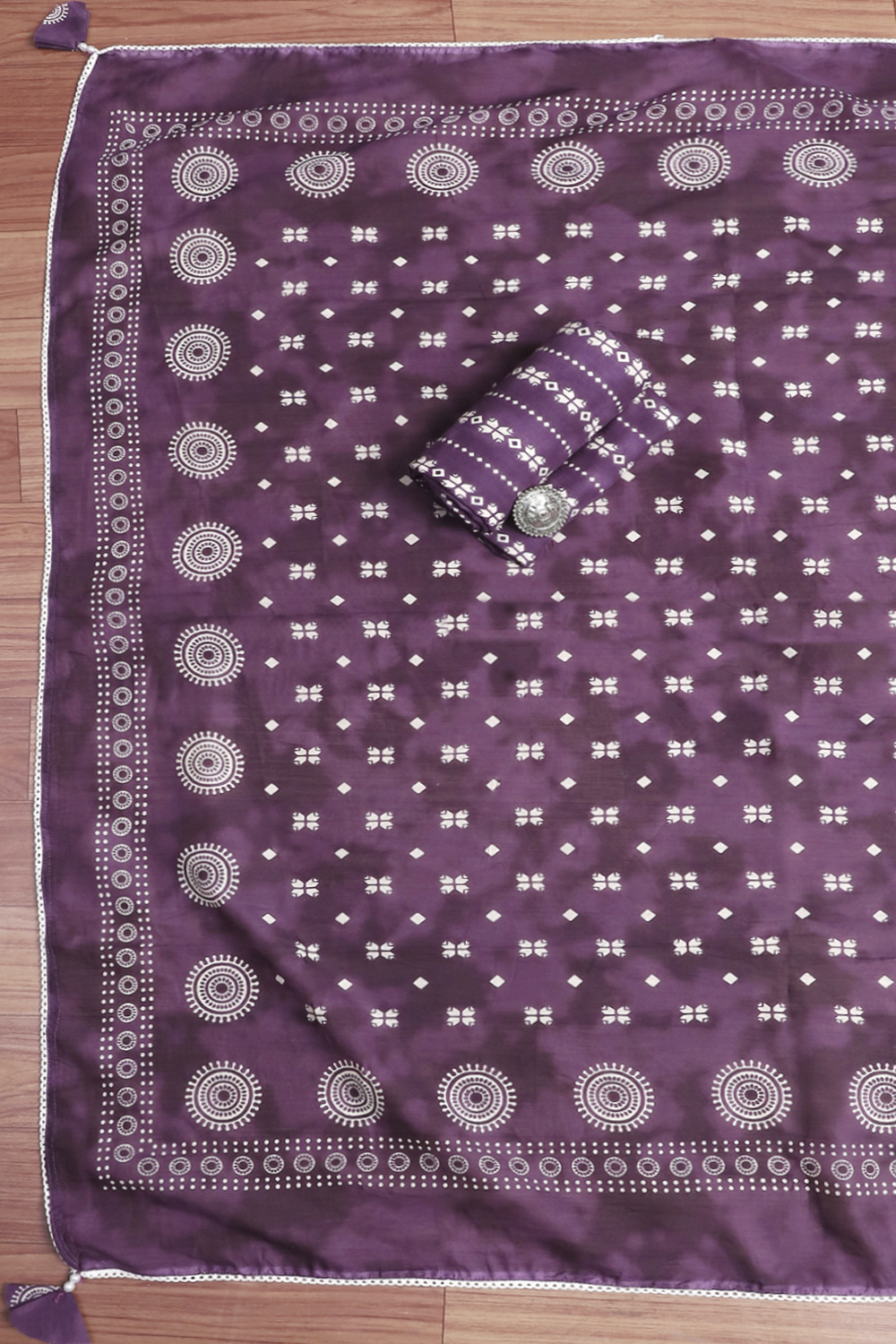 Indigo Cotton Unstitched Suit Set image number 2