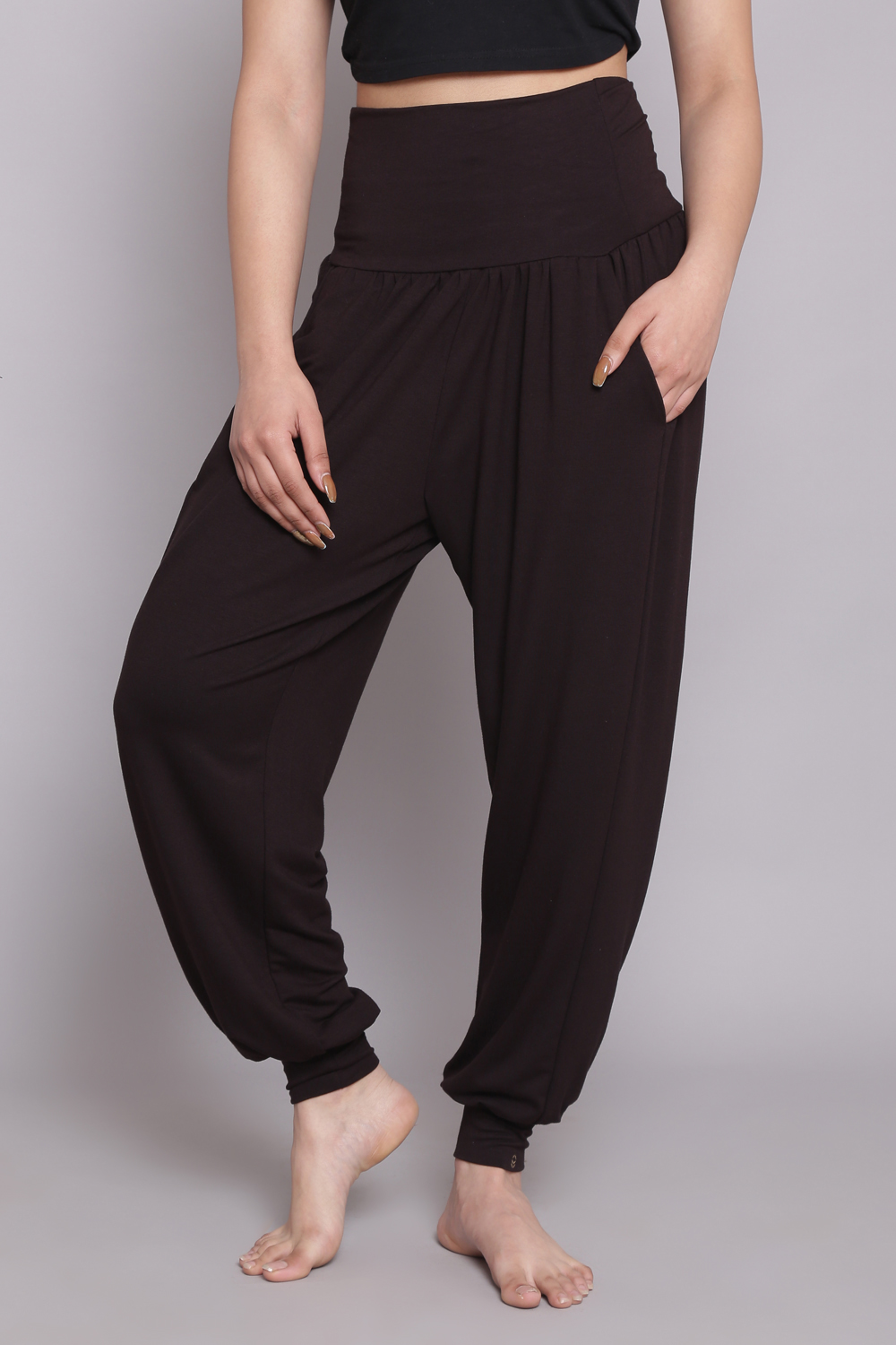 Teal Blue Viscose Blend Harem Pants image number 3