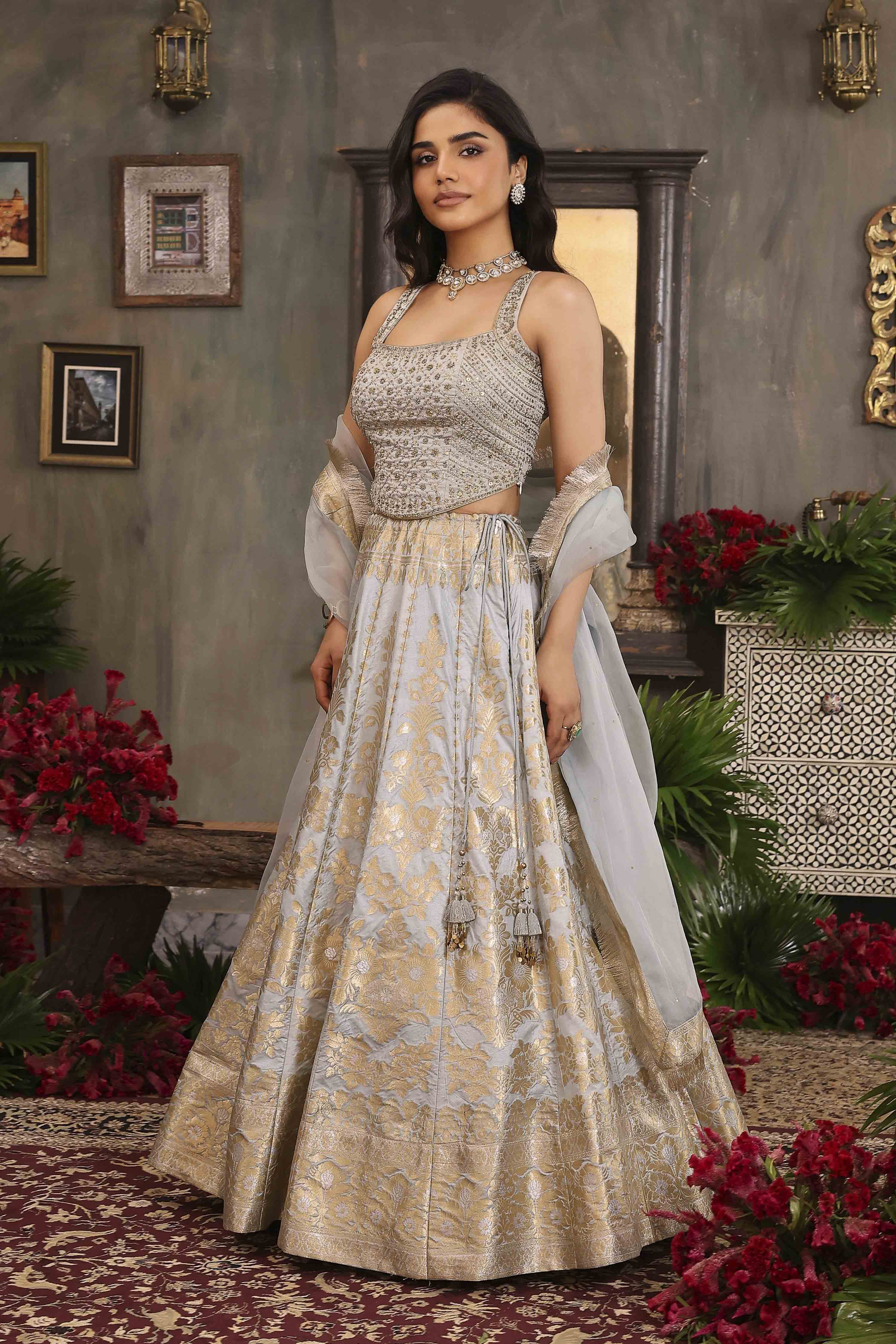 Fuchsia Cotton Kalidar Dyed Lehenga Set image number 3