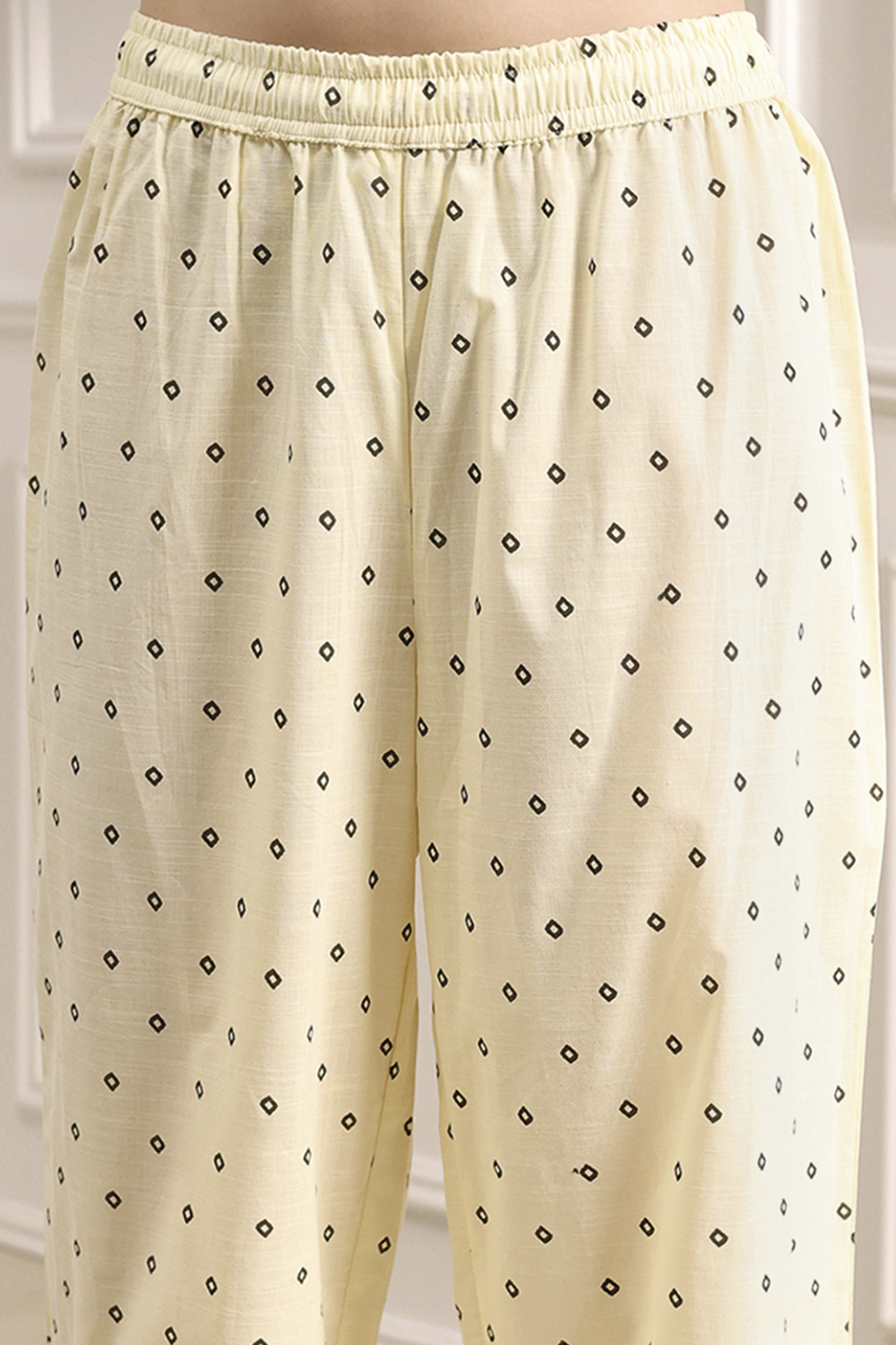 Beige Cotton Printed A-Line Suit Set image number 2