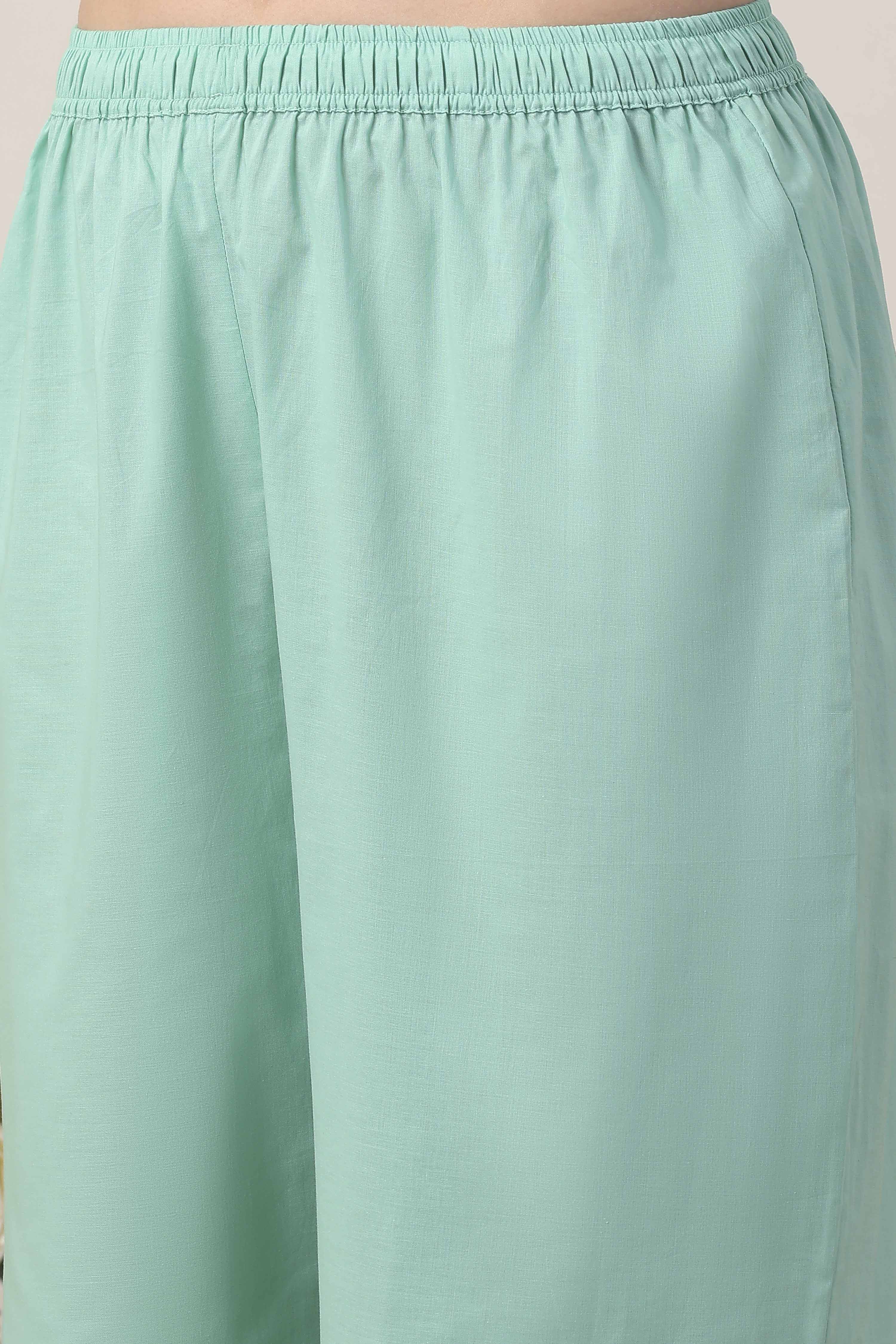 Blue Cotton All-Over Floral Kalidar Suit Set image number 2