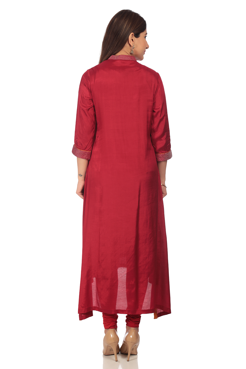 Red Viscose Straight Printed Kurta image number 4