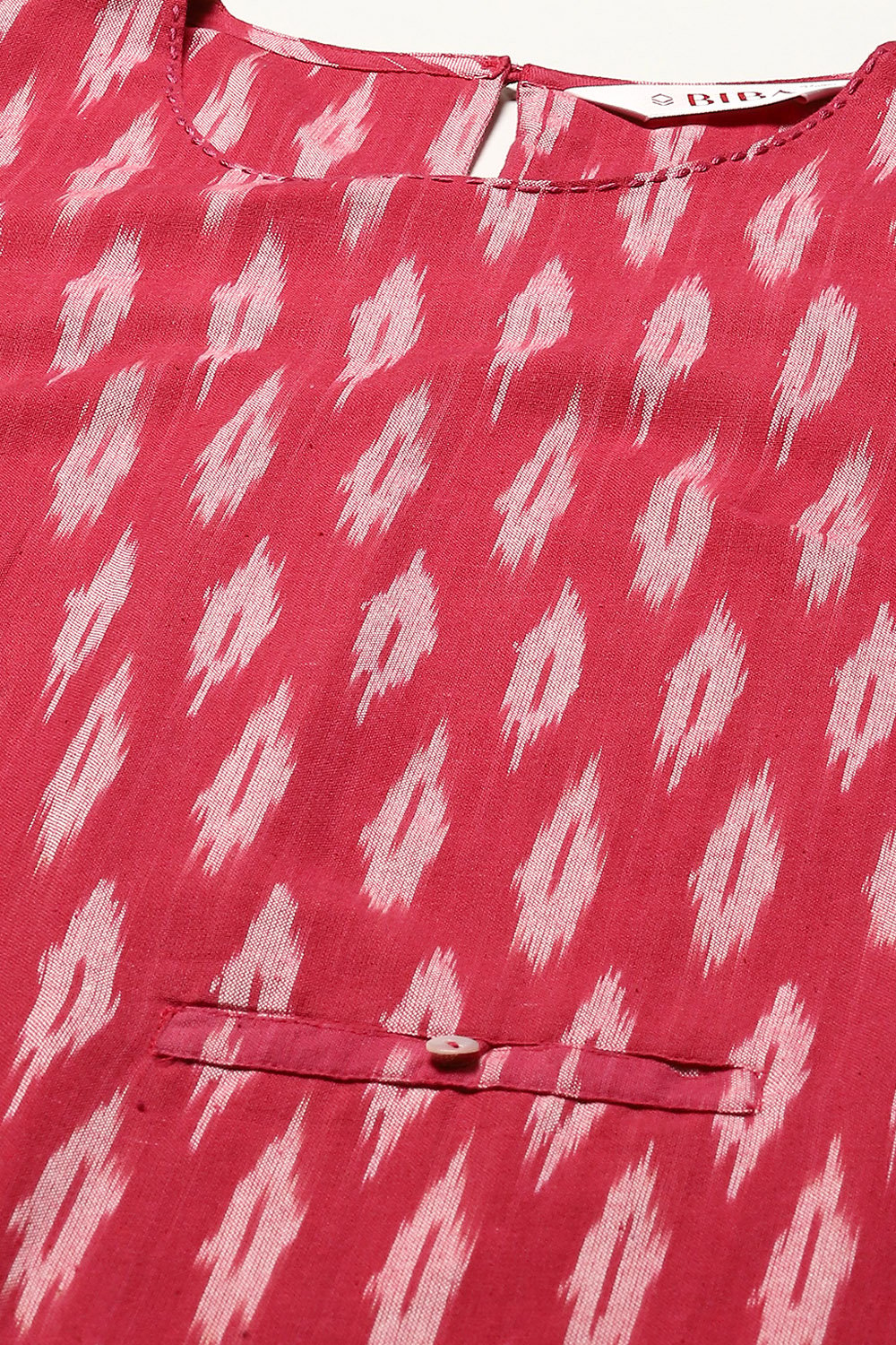 Fuschia Cotton IKAT Straight Yarndyed Kurta image number 1