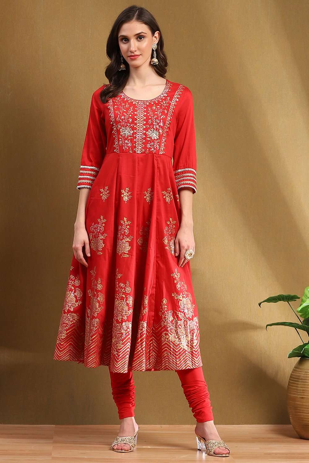 Black Floral Printed Festive Anarkali Suit Set image number 6
