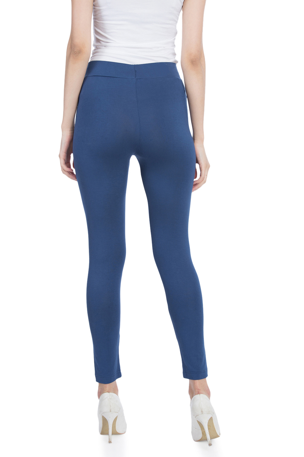 Indigo Cotton And Art Silk Leggings image number 4