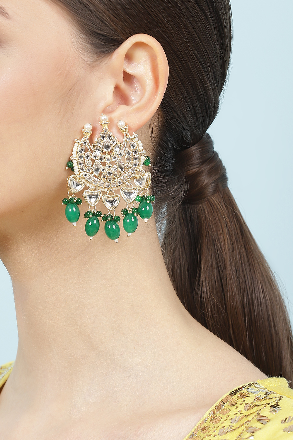 Green Alloy Earrings image number 1