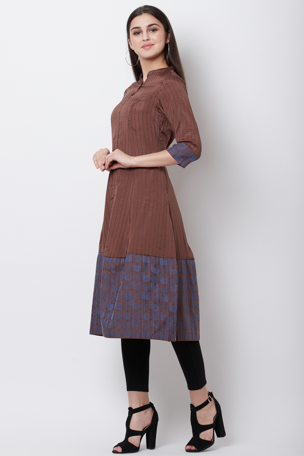 Brown Art Silk Front Open Yarndyed Kurta image number 2