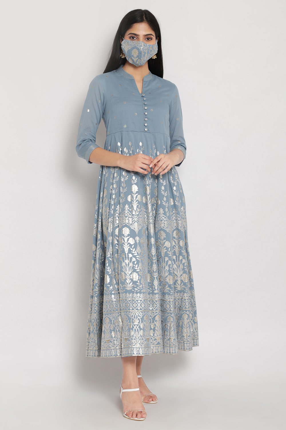 Off White Cotton Dress image number 5