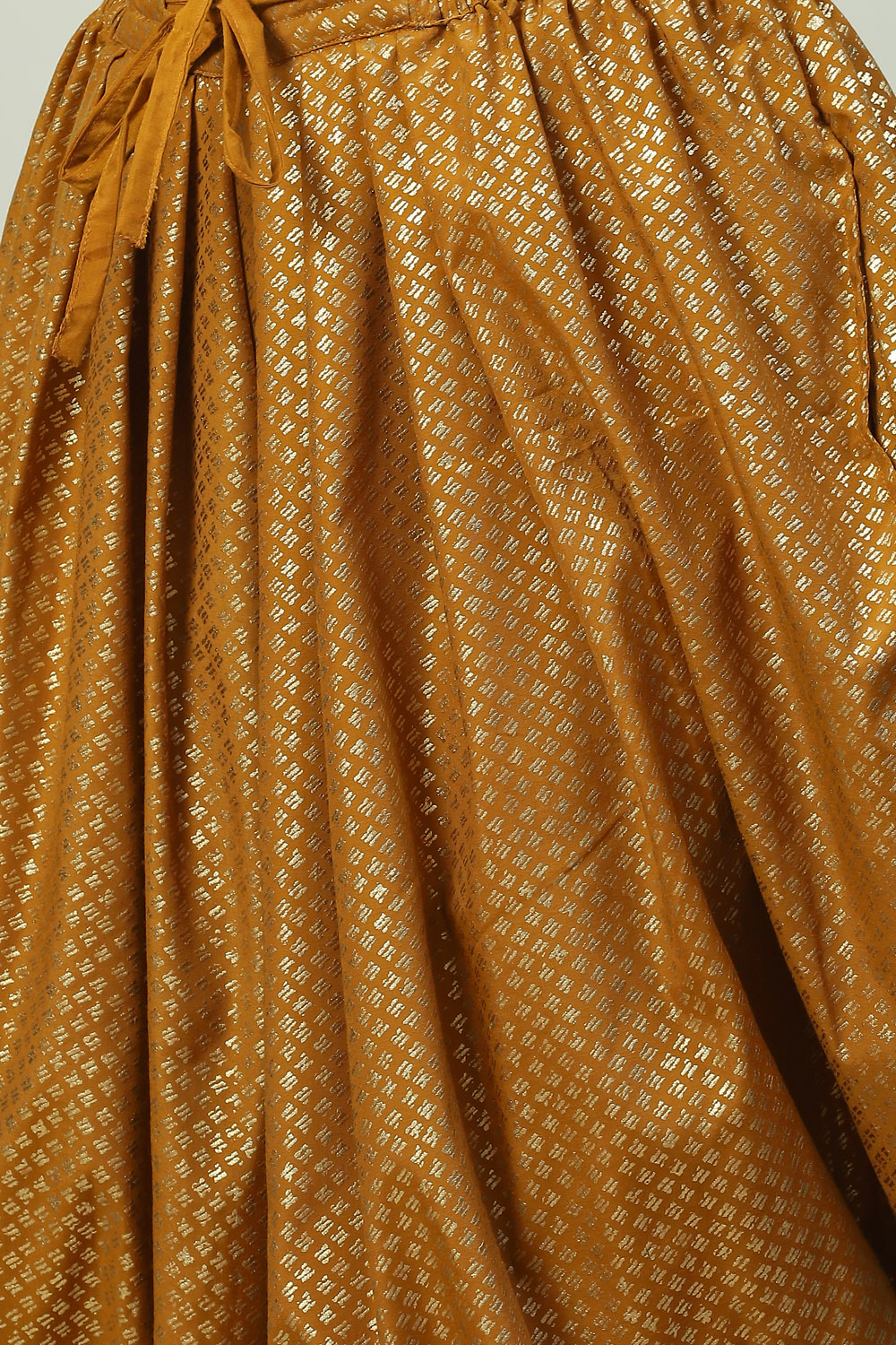 Mustard Art Silk Asymmetric Kurta Dhoti Salwar Suit Set image number 2