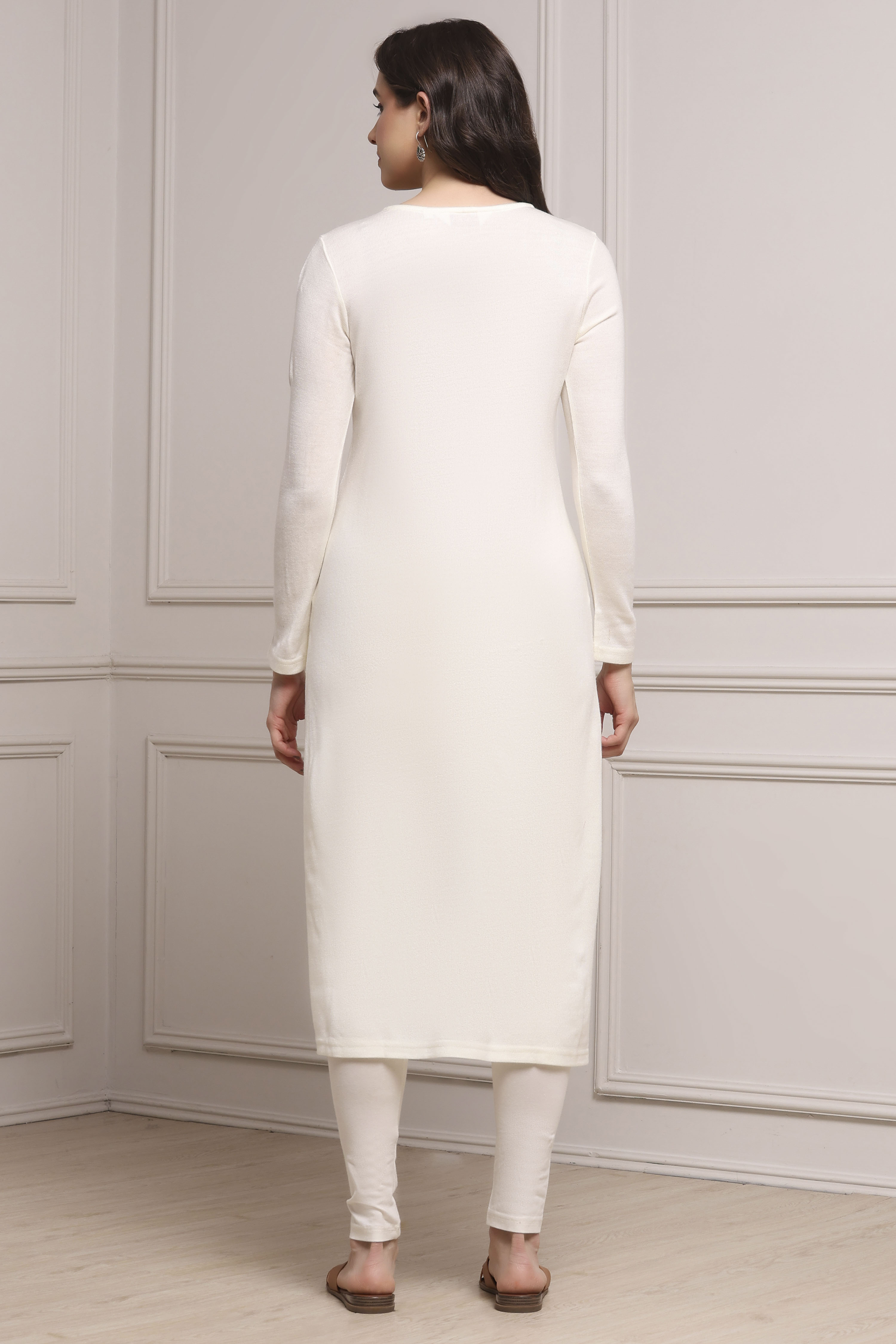 Black Acrylic Straight Dyed Kurta image number 3