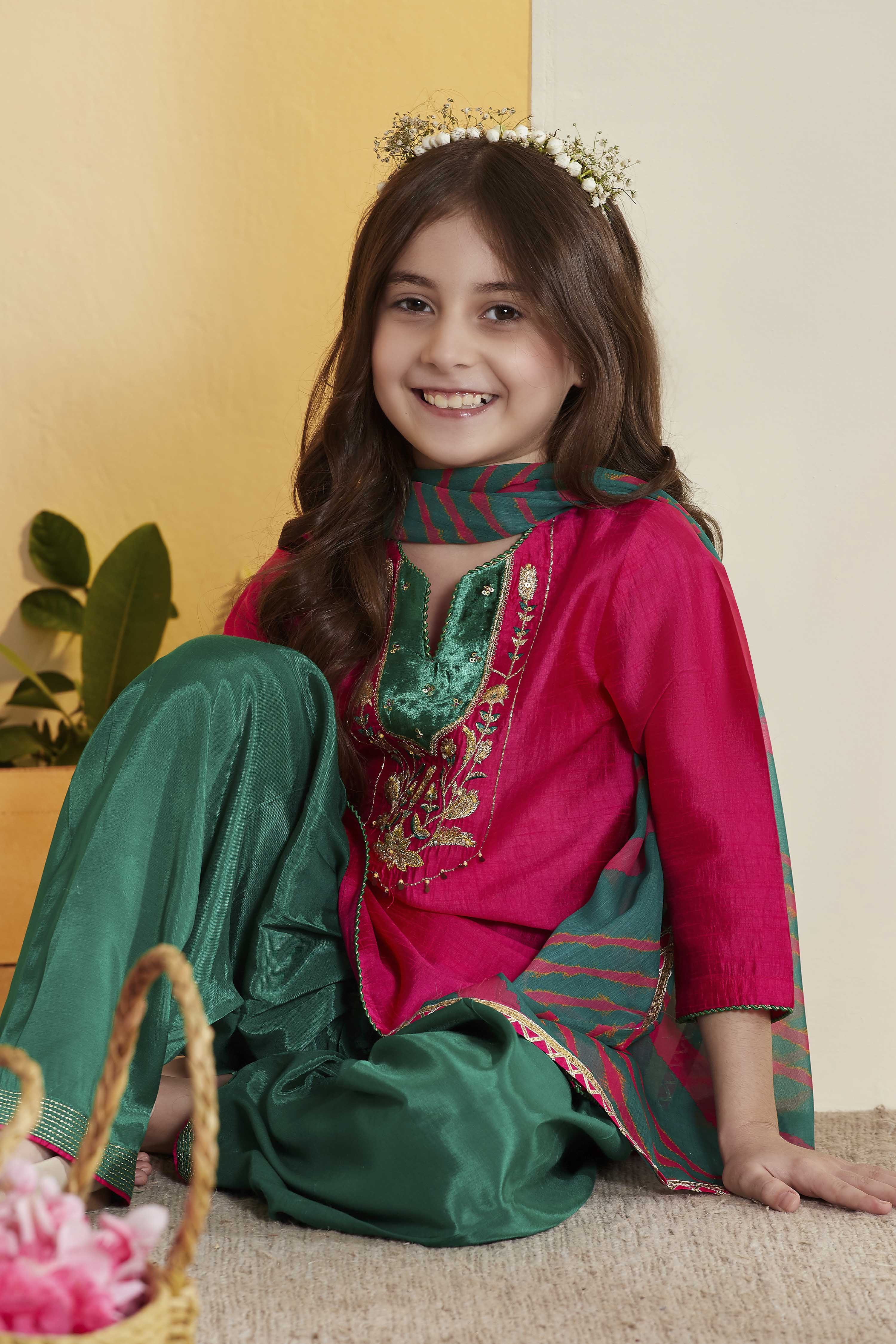 Pink Viscose Blend Straight Suit Set image number 0