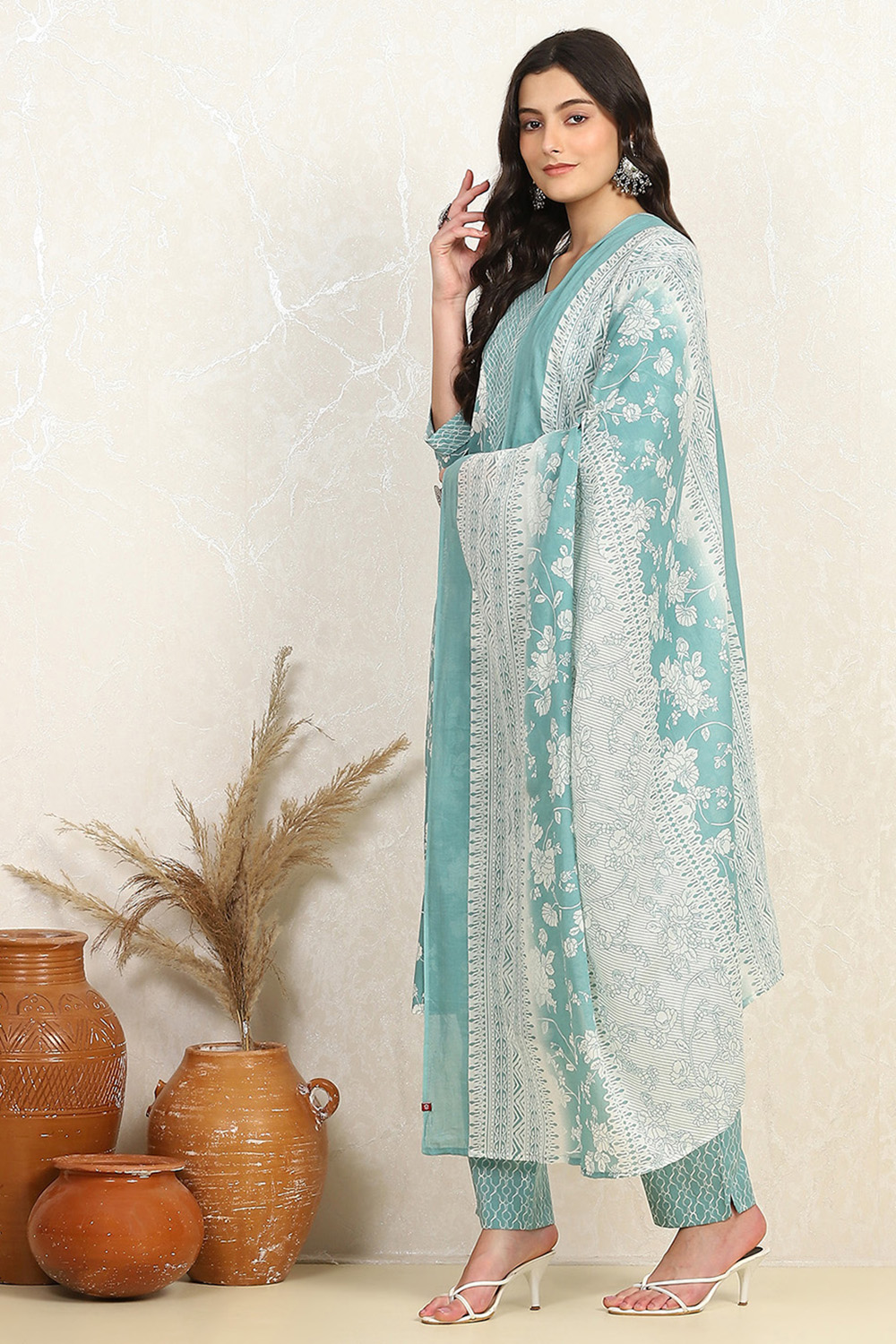 Rama Cotton Screen Print Unstitched Suit Set image number 4
