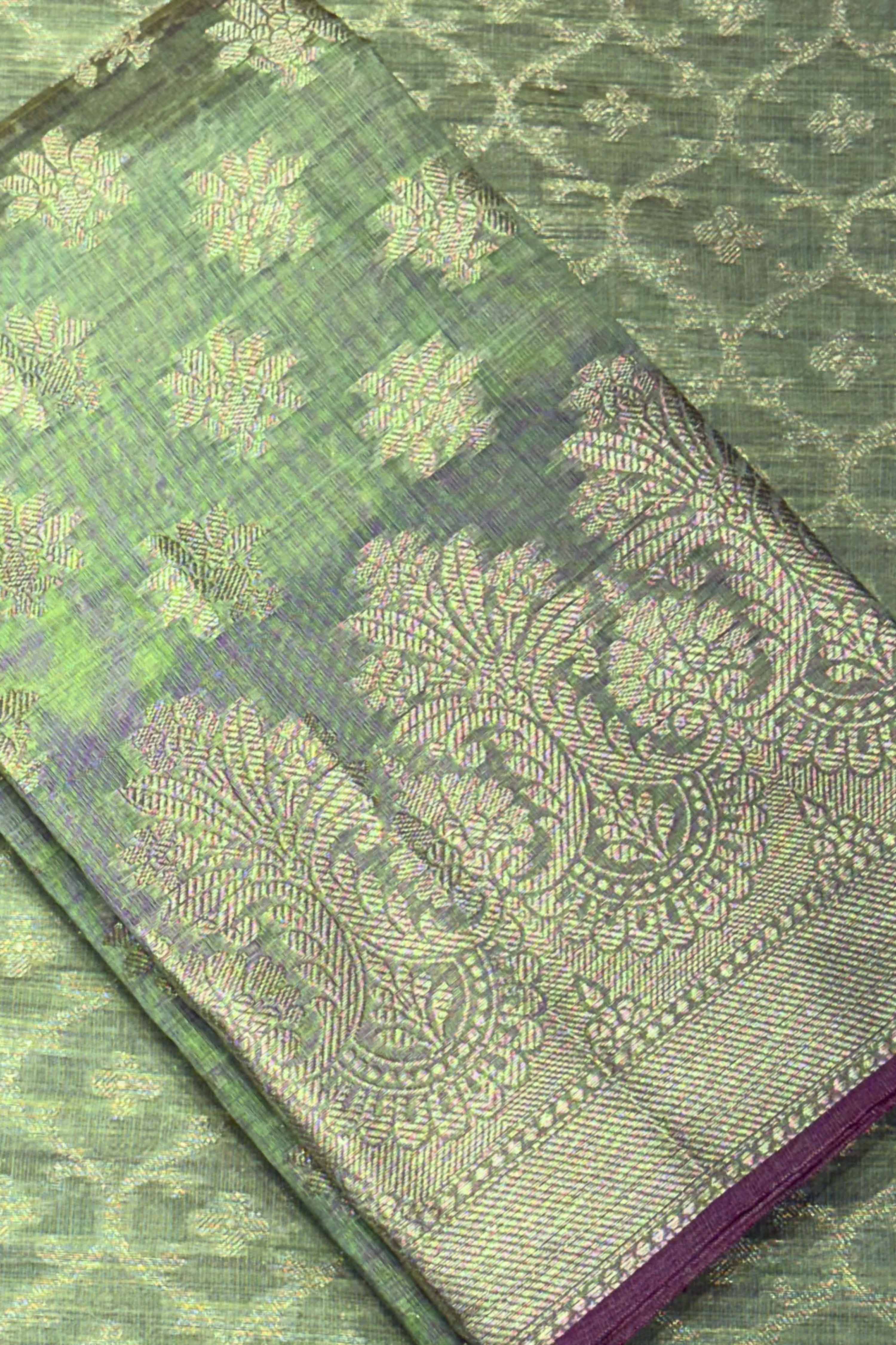 Pink Chanderi Silk Printed Unstitched Suit Set image number 1