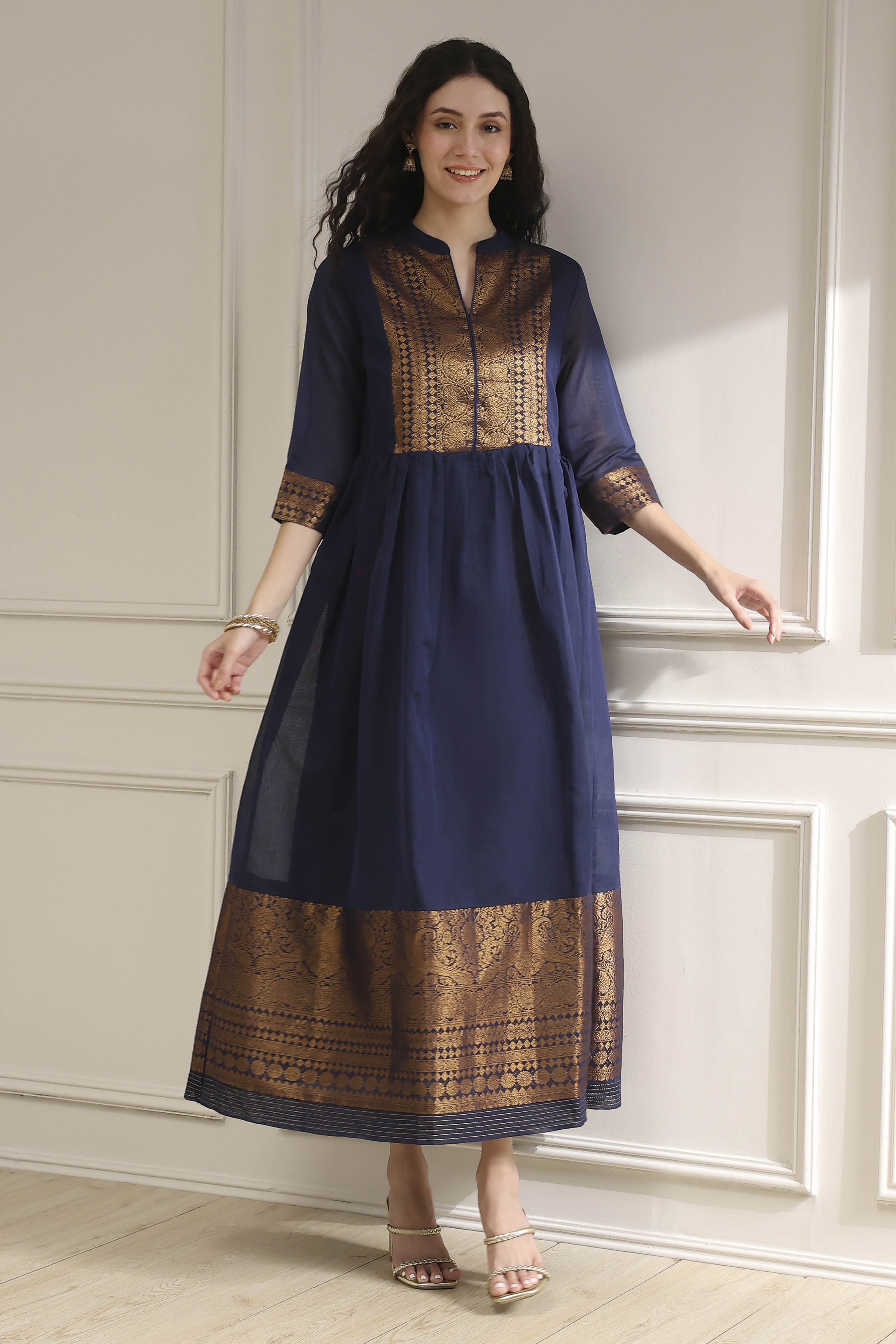 Fuchsia Yarn-Dyed Flared Kurta image number 0