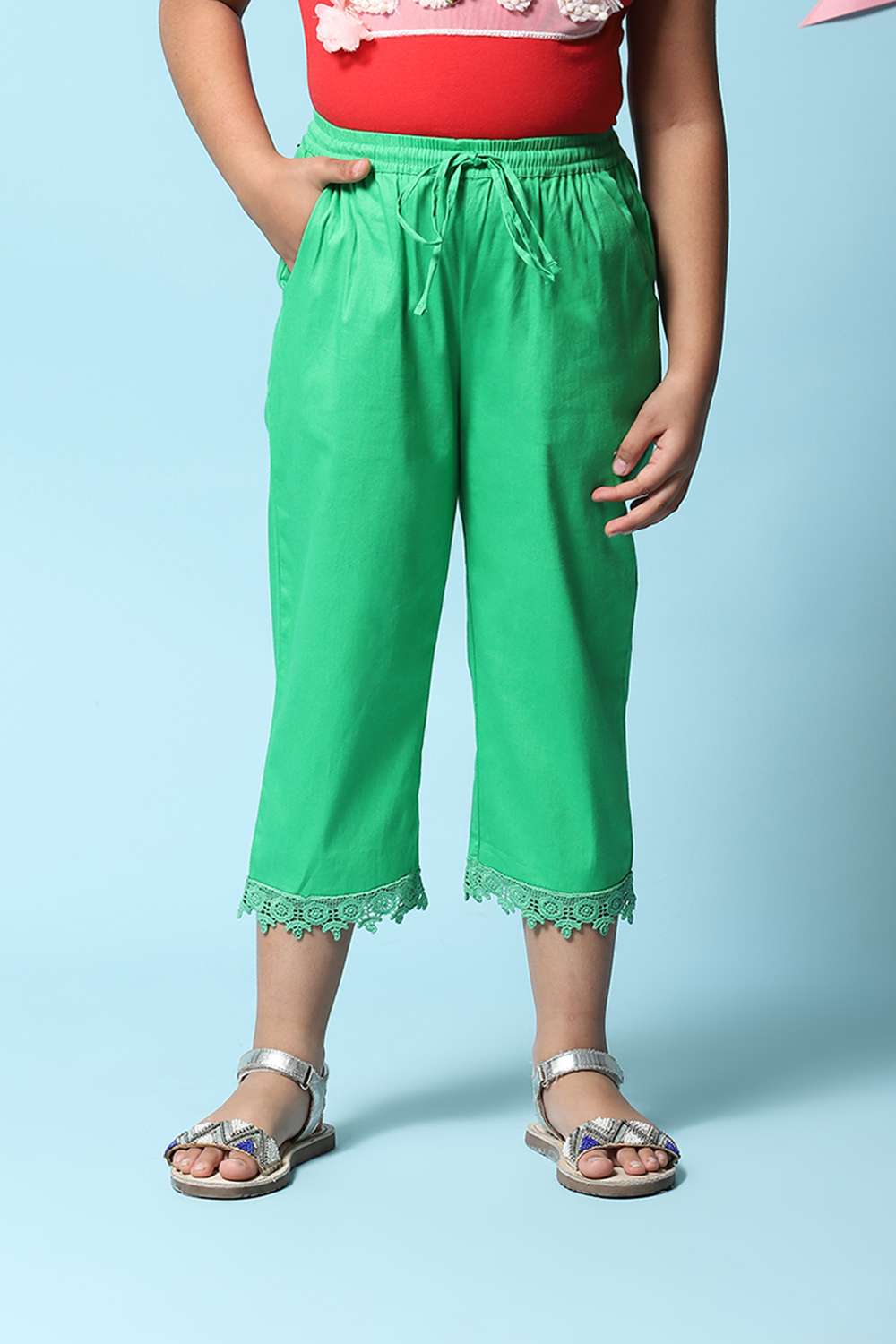 Pink Cotton Blend Capris image number 5