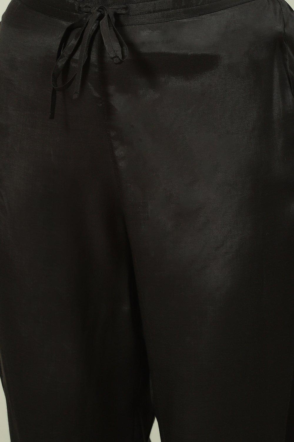 Black Satin georgette Straight Pant Suit - SK13087