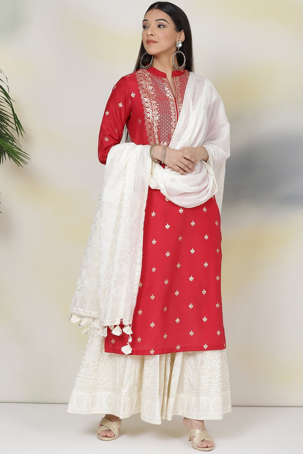 Black Art Silk Straight Printed Kurta image number 4