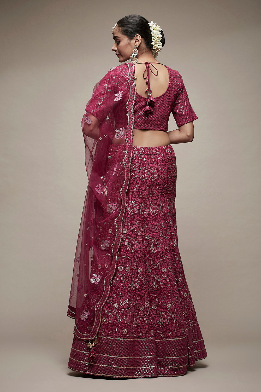 Wine Viscose Lehenga Set image number 2