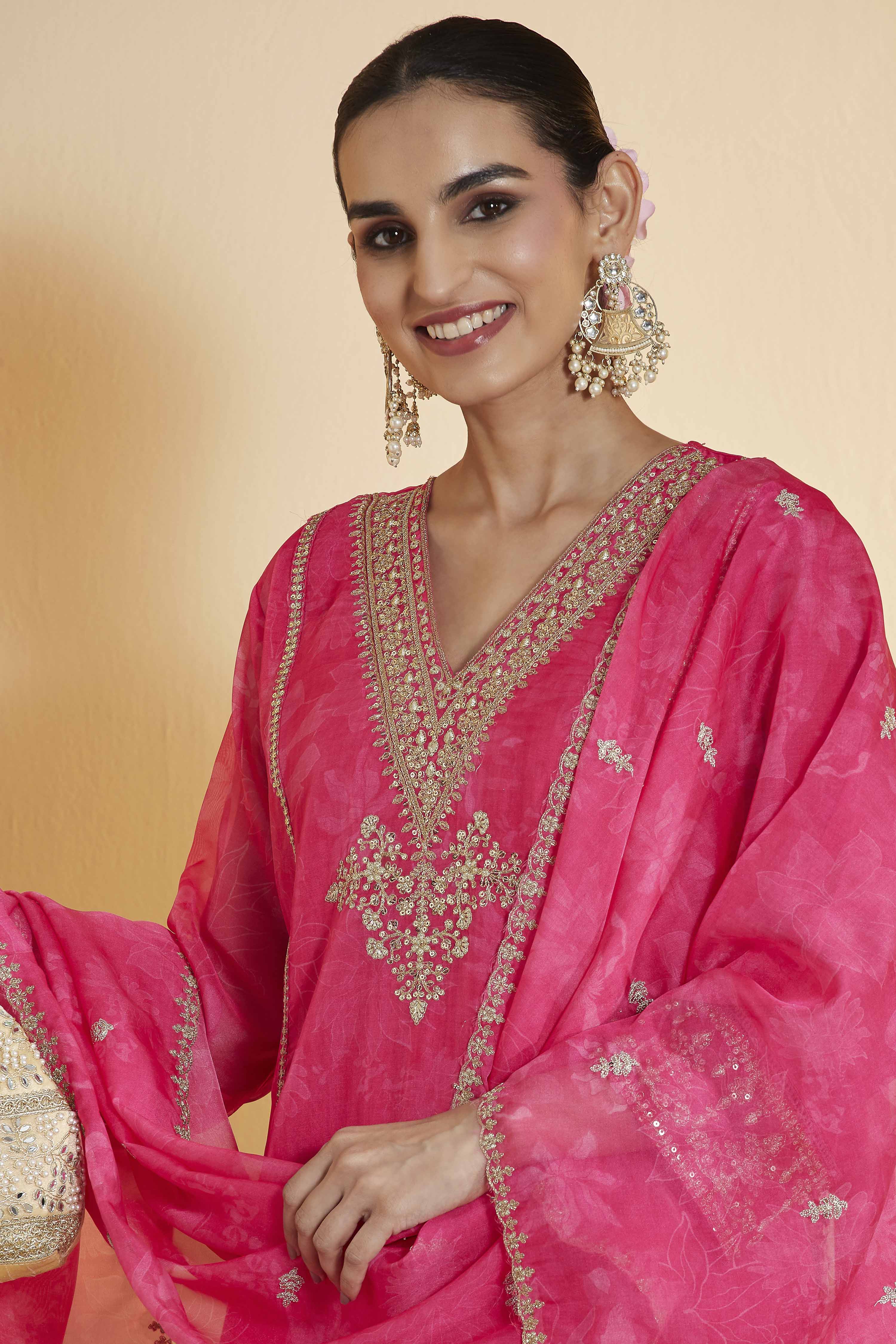 Pink Polyester Straight Suit Set image number 1