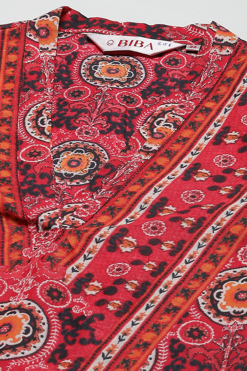 Red Cotton Straight Kurta Salwar Pant Suit Set image number 1