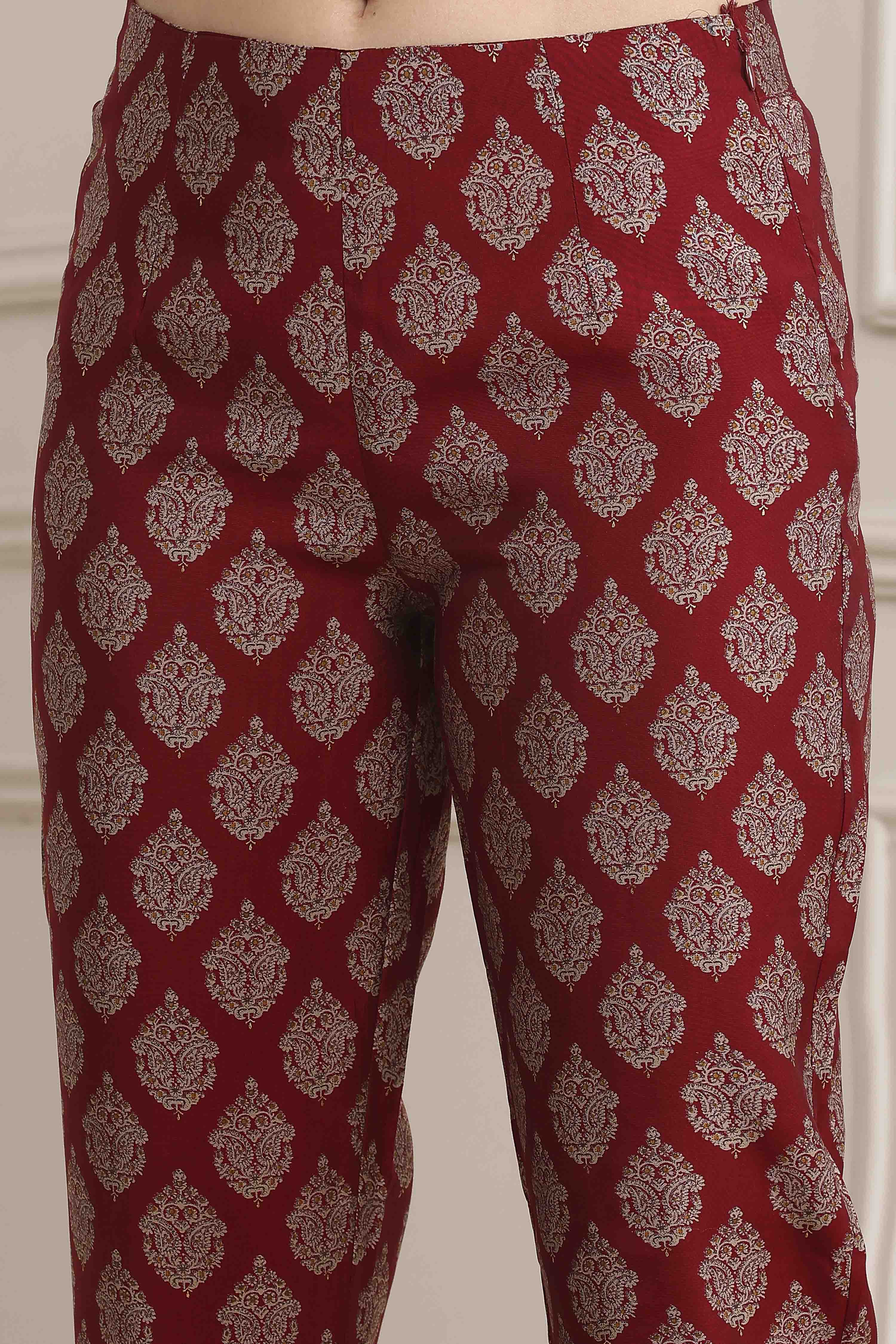 Red Poly Viscose Printed Kurta Set image number 2