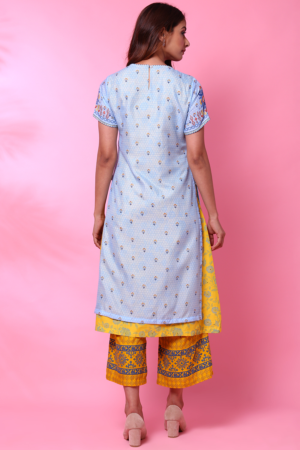 Blue Art Silk Printed Kurta image number 5