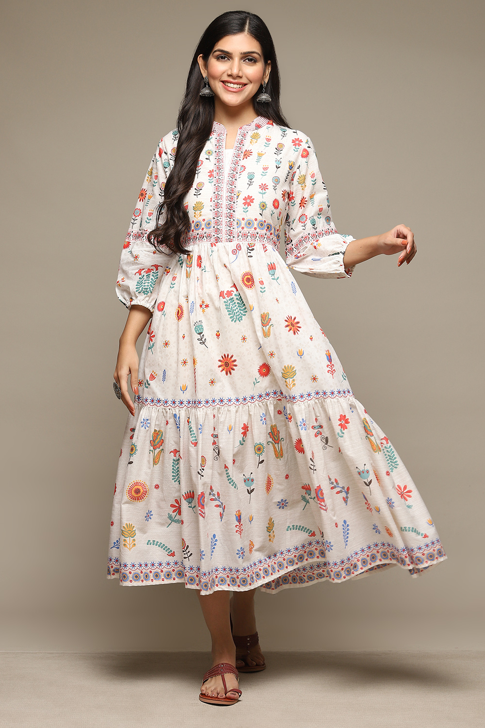 Black Cotton Straight Printed Kurta image number 0