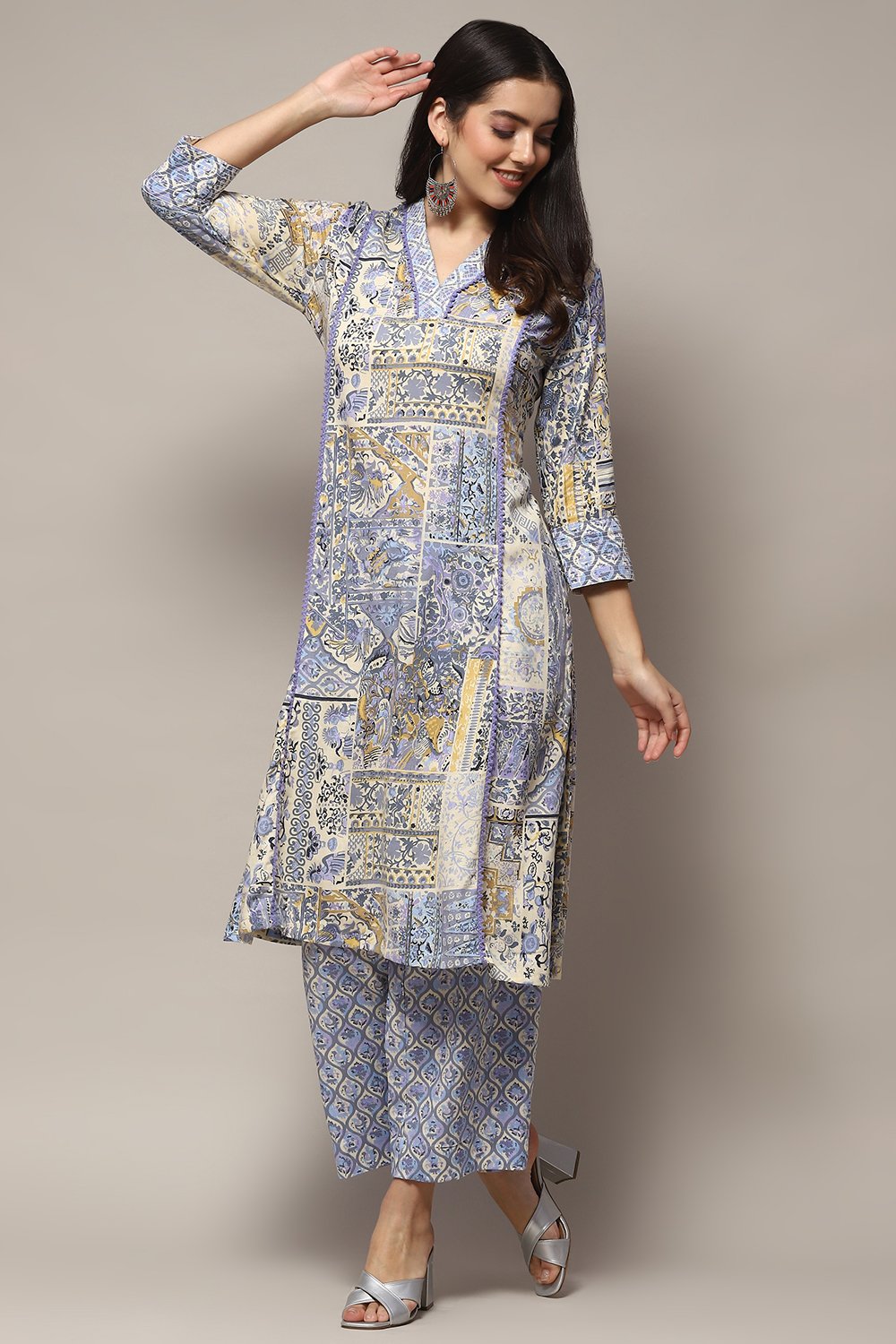 Blue Viscose Straight Kurta Set image number 0