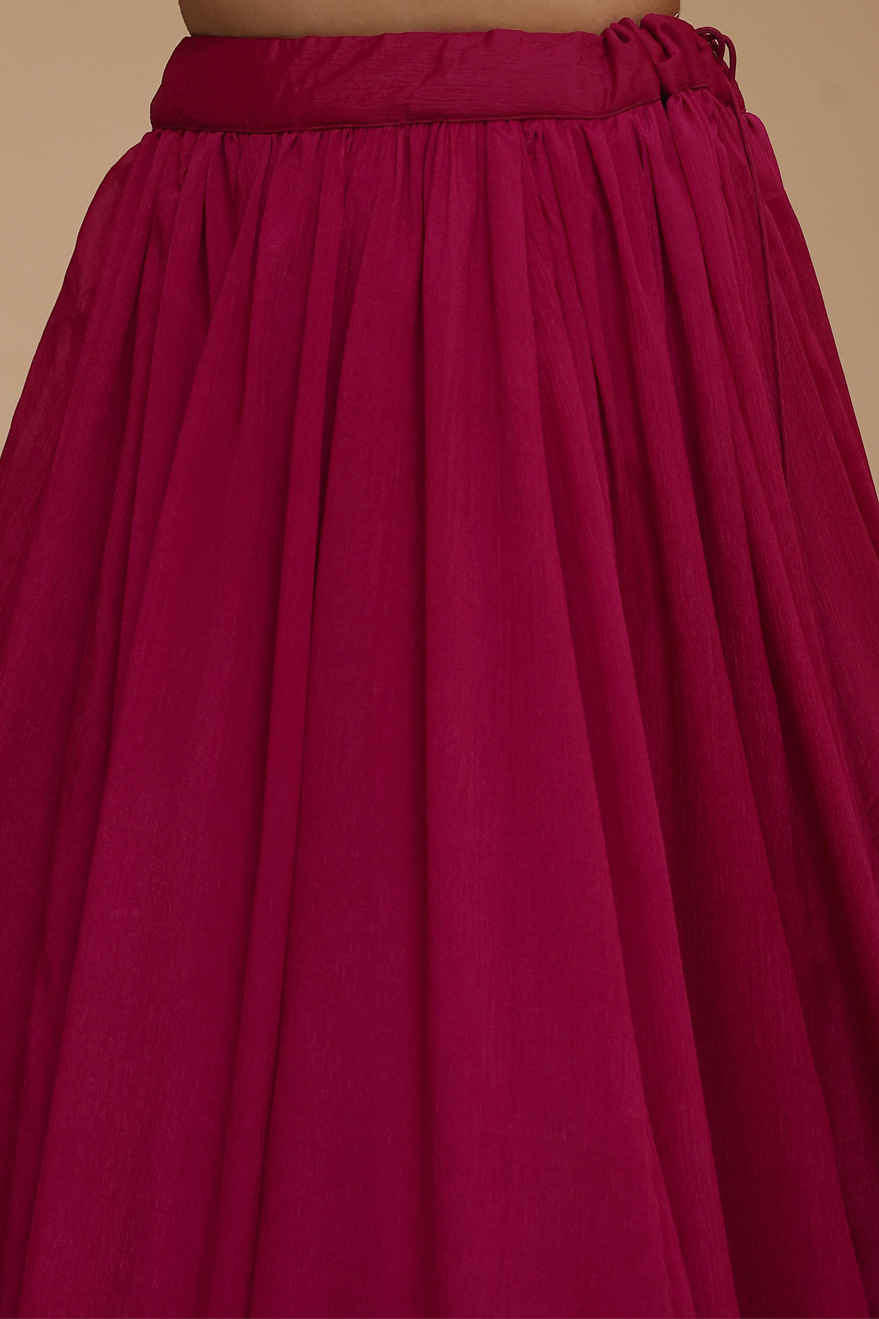 Berry Pink Pure Chinnon Hand Embroidered Lehenga Set image number 2