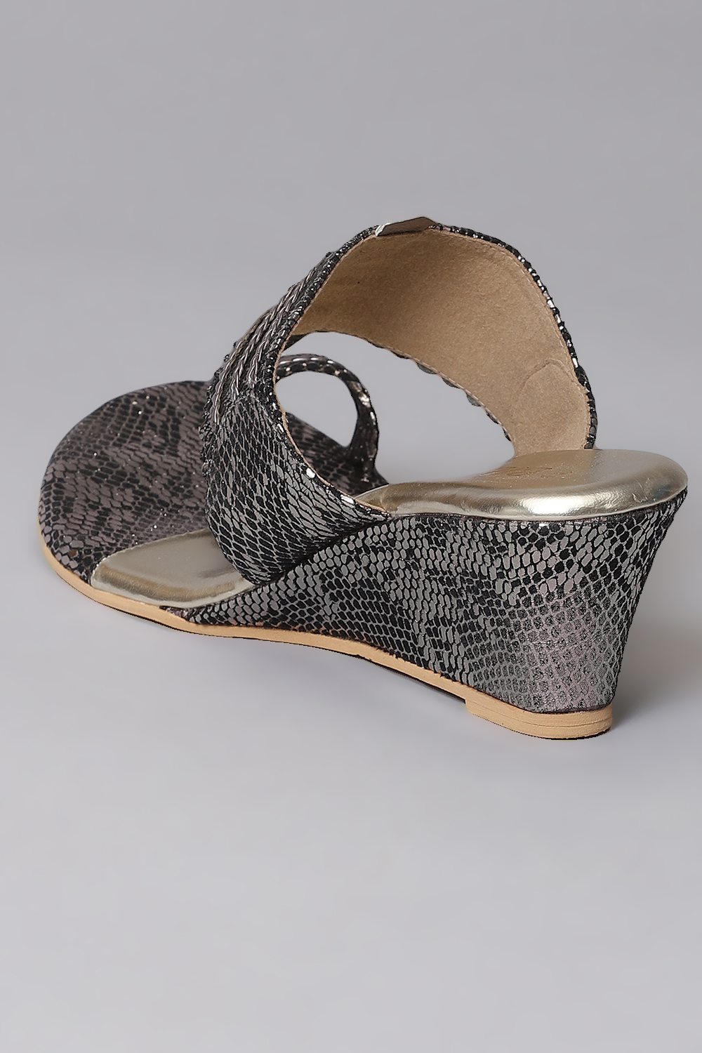 Black Snake Print Wedges image number 4