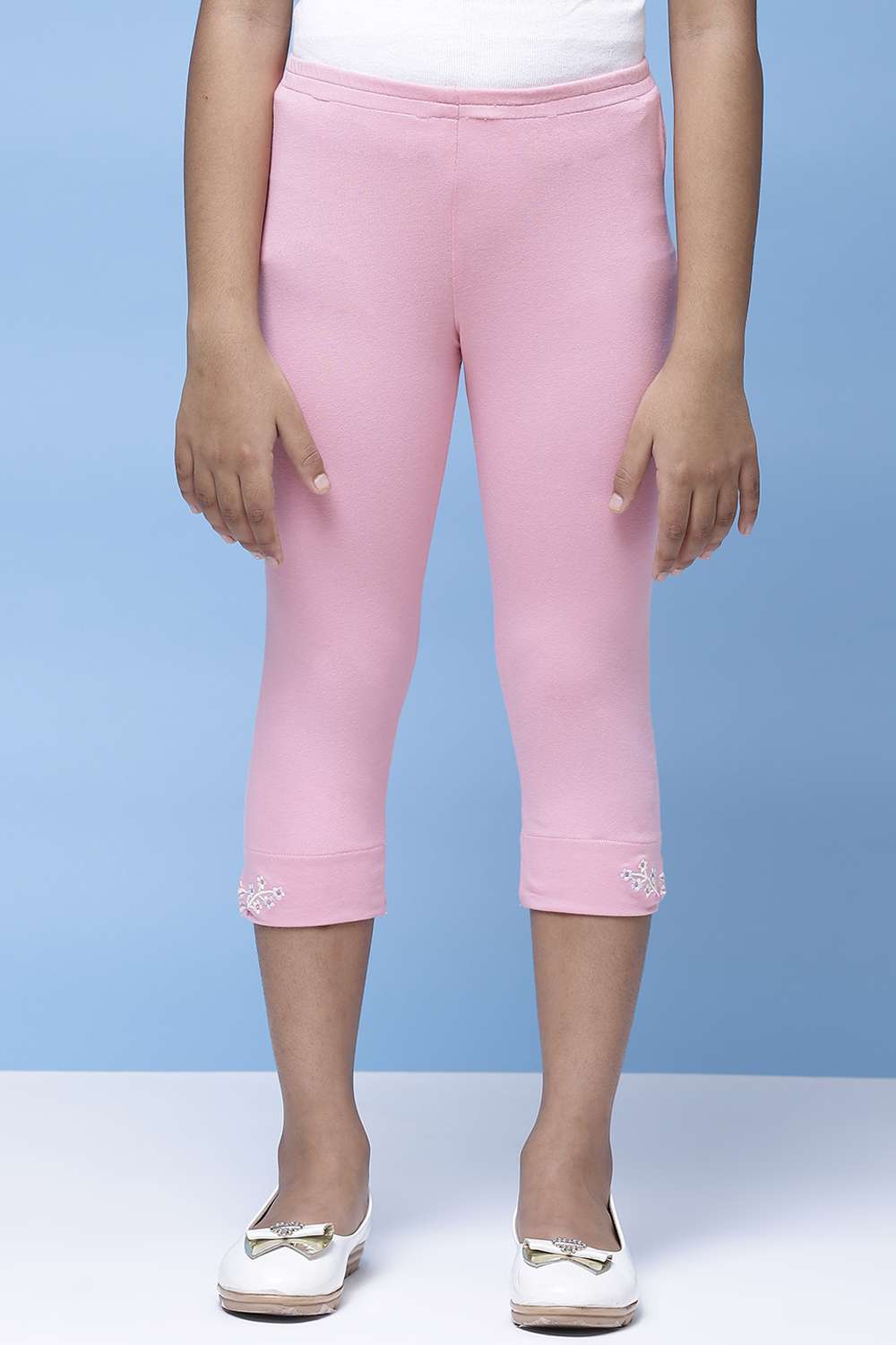 Pink Cotton Lycra Capris image number 0