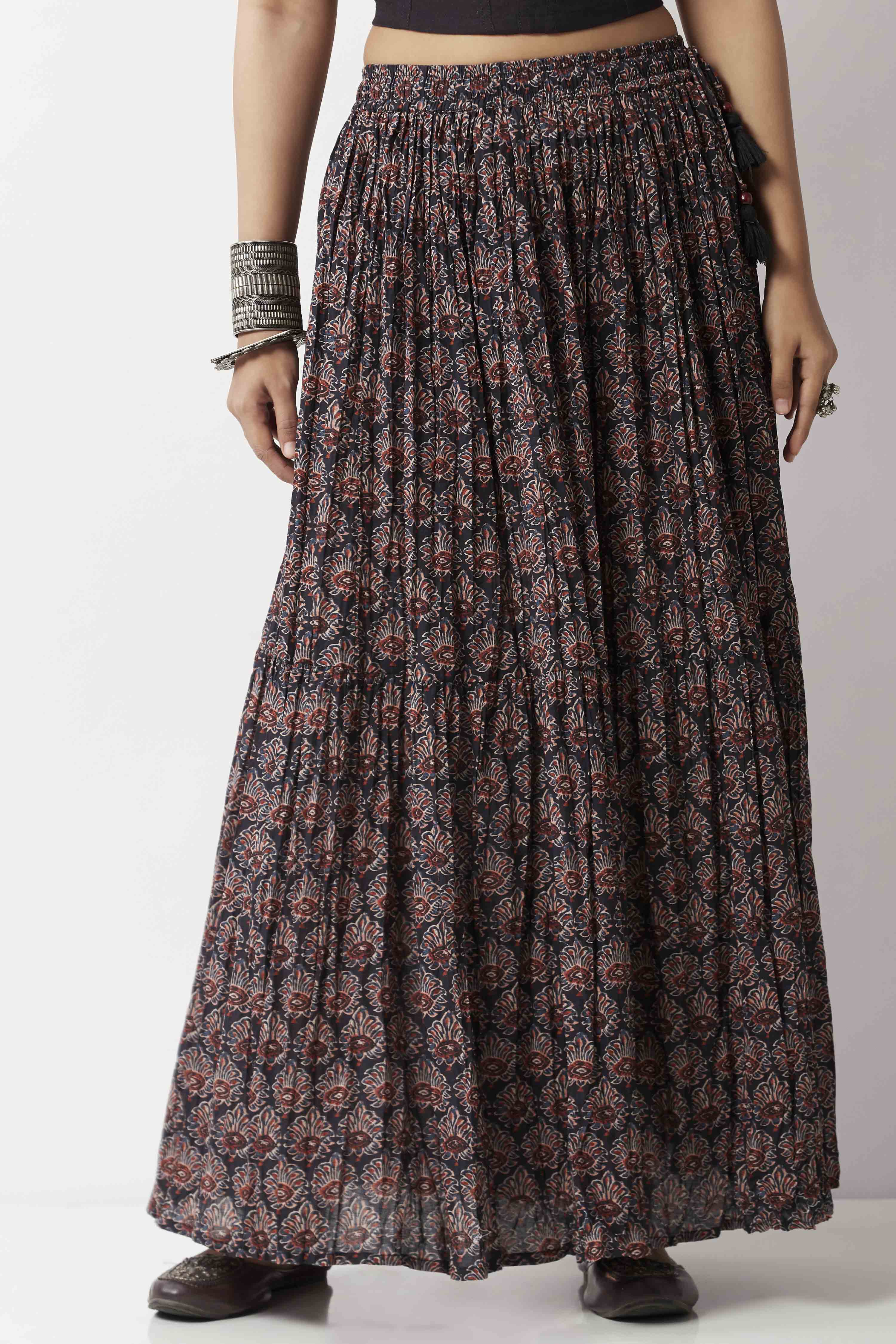 Black Cotton Printed Skirt image number 6