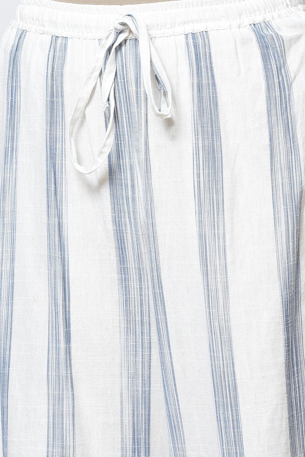 White And Blue Straight Cotton Fusion Wear image number 2
