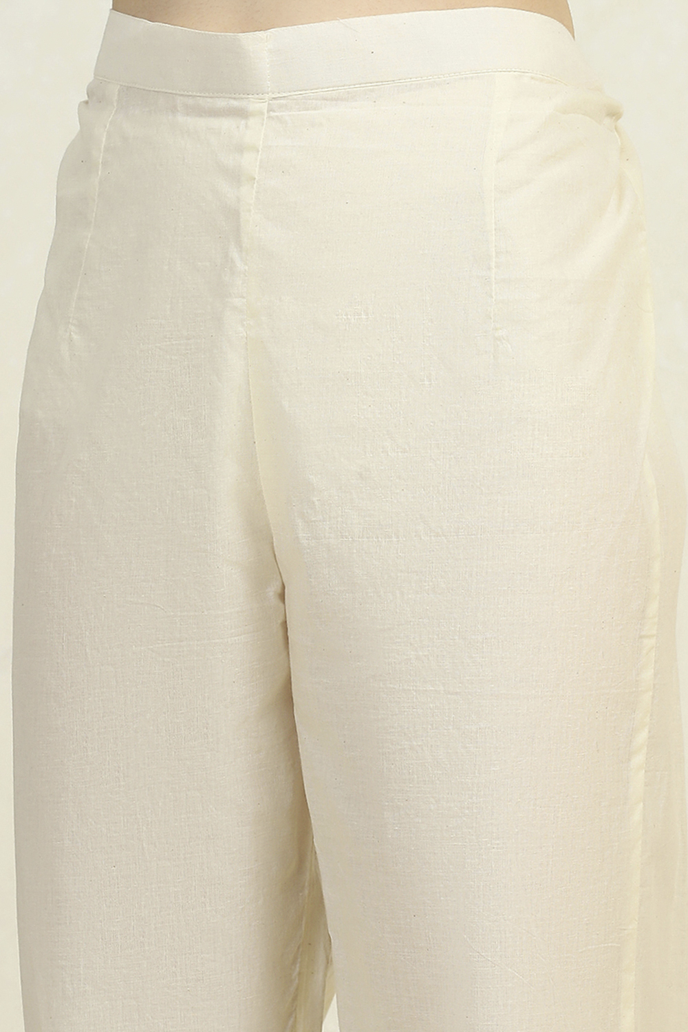 Off White Cotton Hand Embroidered Unstitched Suit Set image number 3