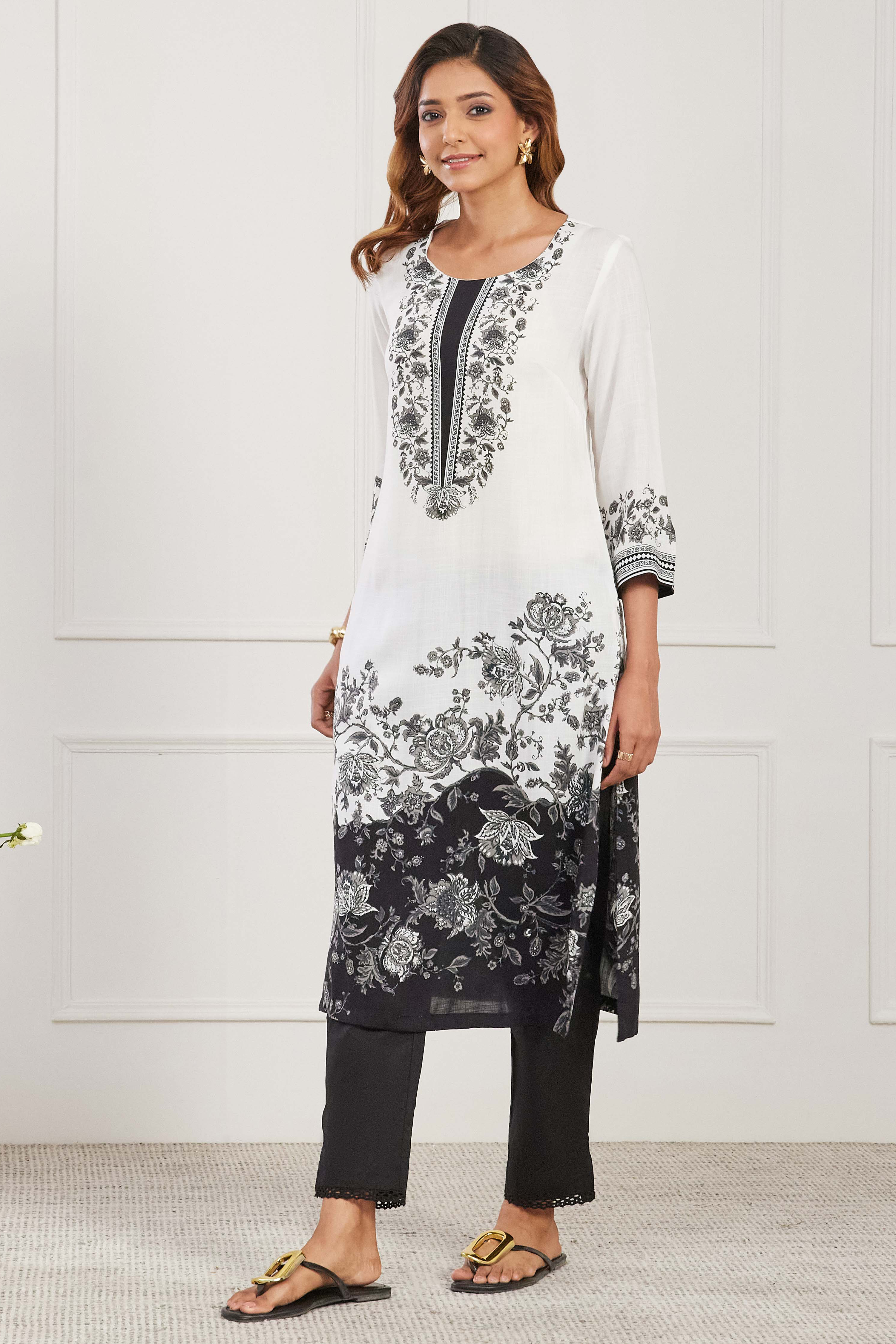 Blue Viscose Rayon Straight Kurta image number 4