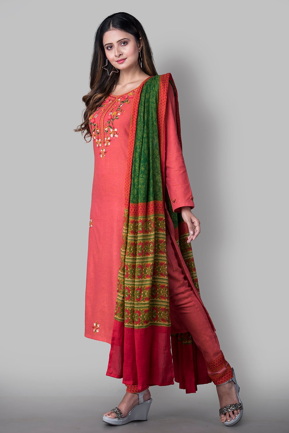 Coral Cotton Easy Stitch Suit Set image number 4