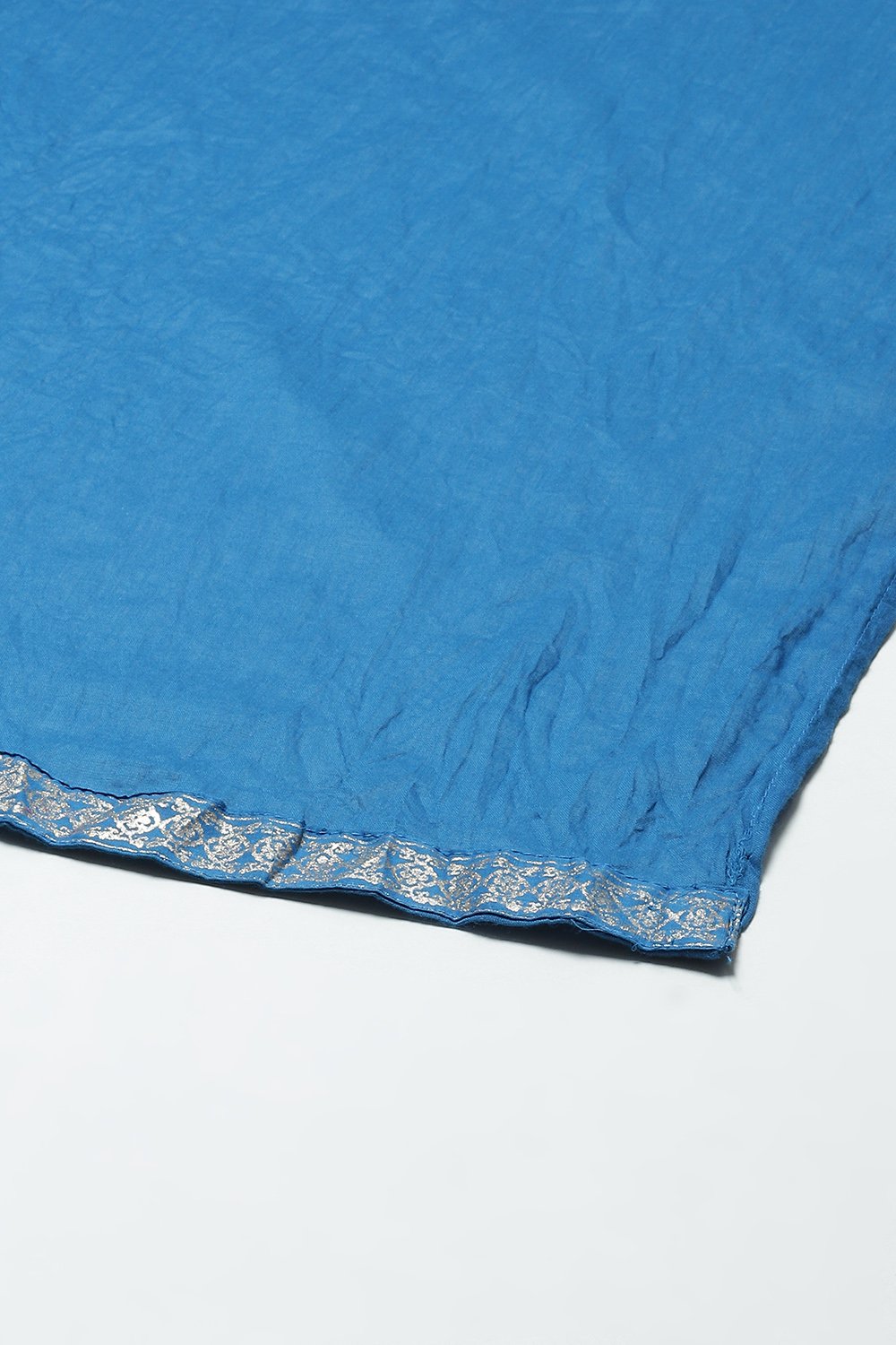 Royal Blue Cotton Straight Kurta Regular Pant Suit Set image number 3