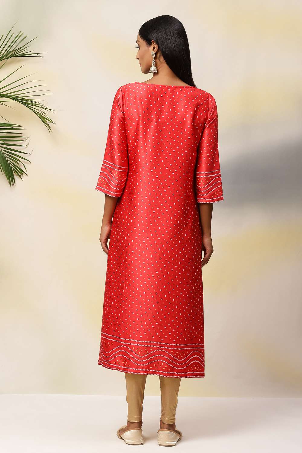 Red Anarkali Modal Printed Kurta image number 5