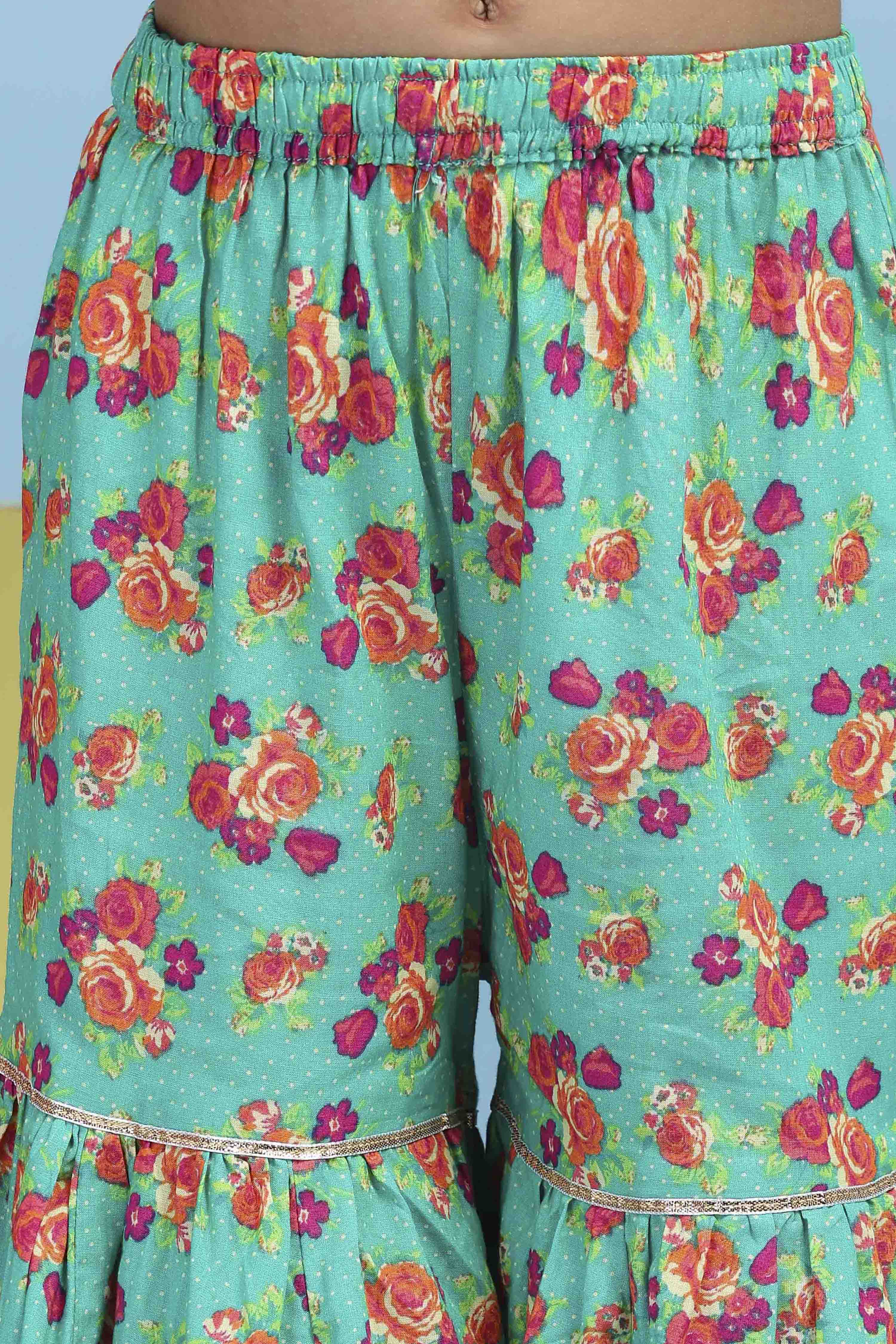 Yellow Cotton Printed Straight Suit Set image number 2