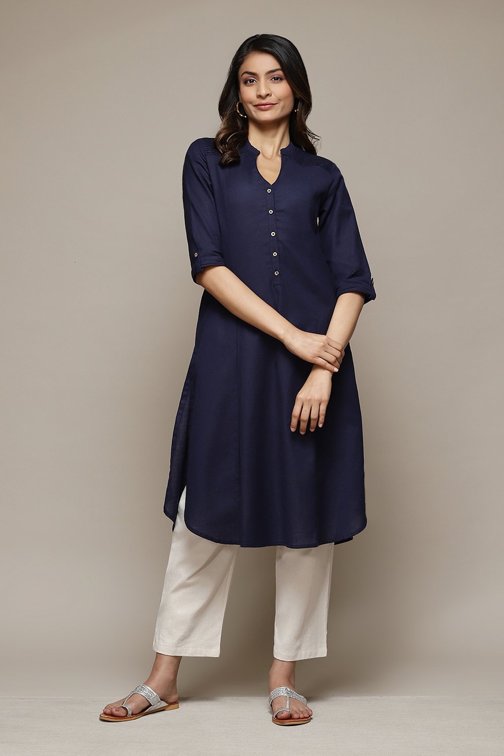 Red A-Line Solid Kurta image number 5