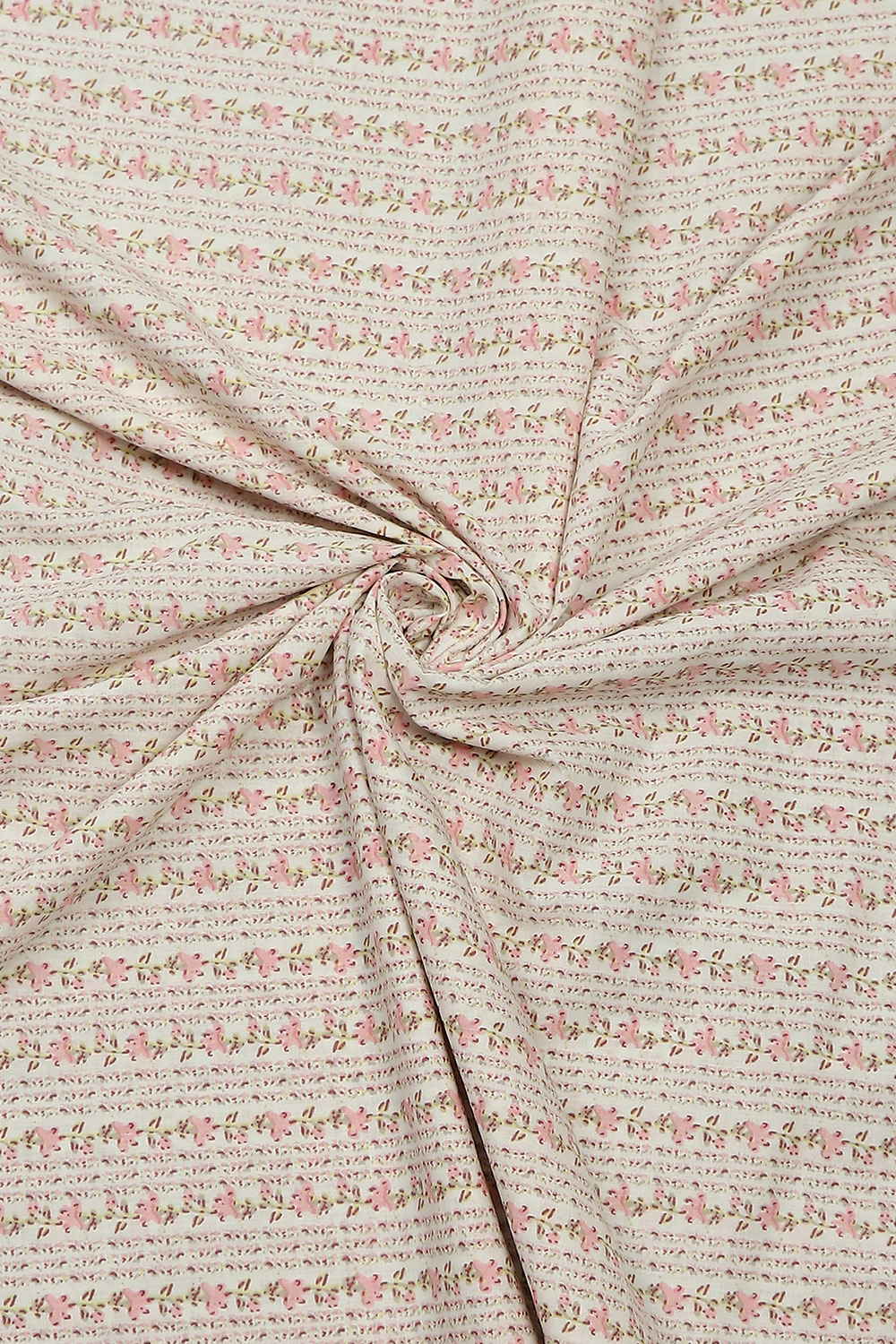 Yellow Cotton Hand Block Print Unstitched Suit Set image number 2