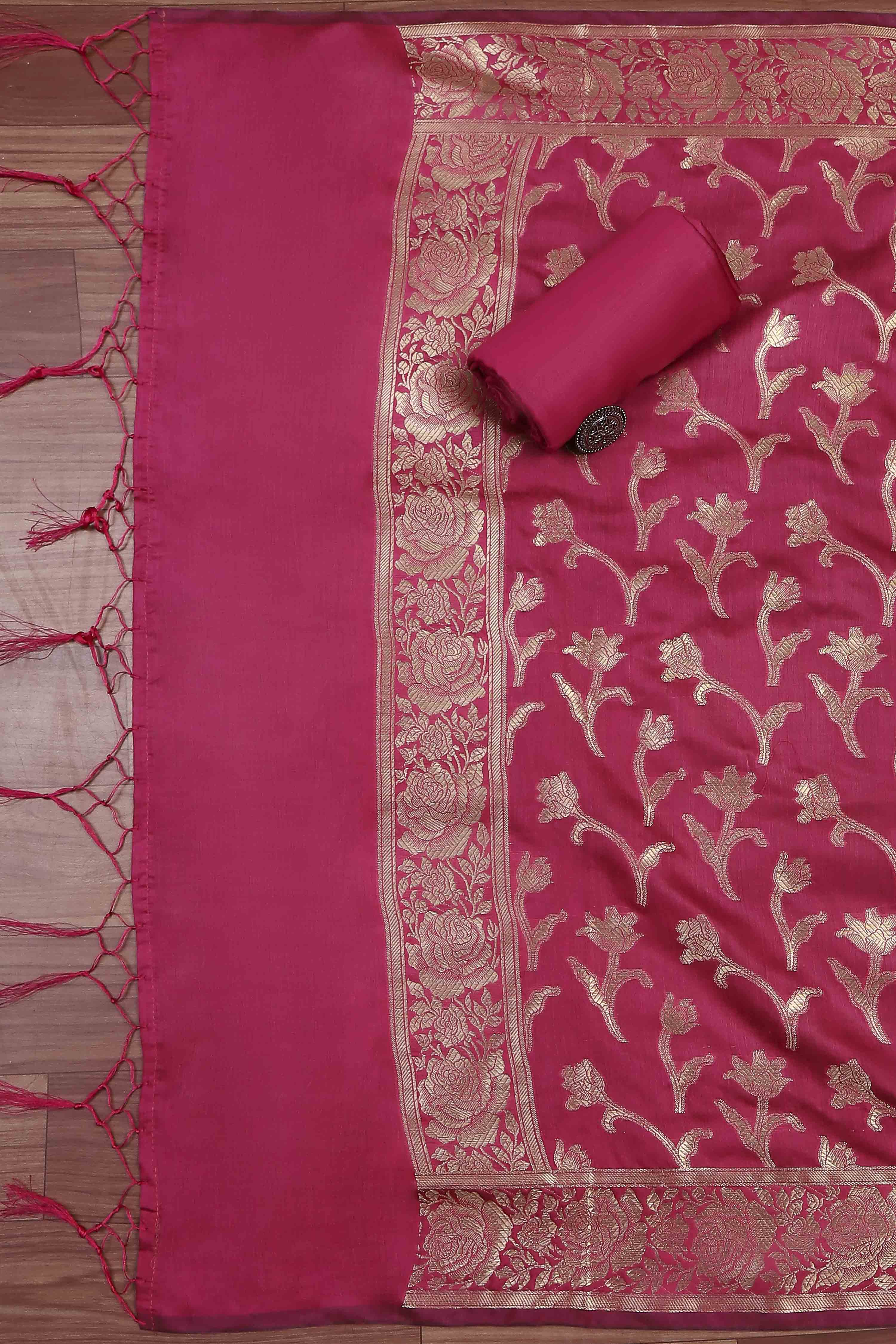 Teal Banarasi Chanderi Banarasi Print Unstitched Suit Set image number 3