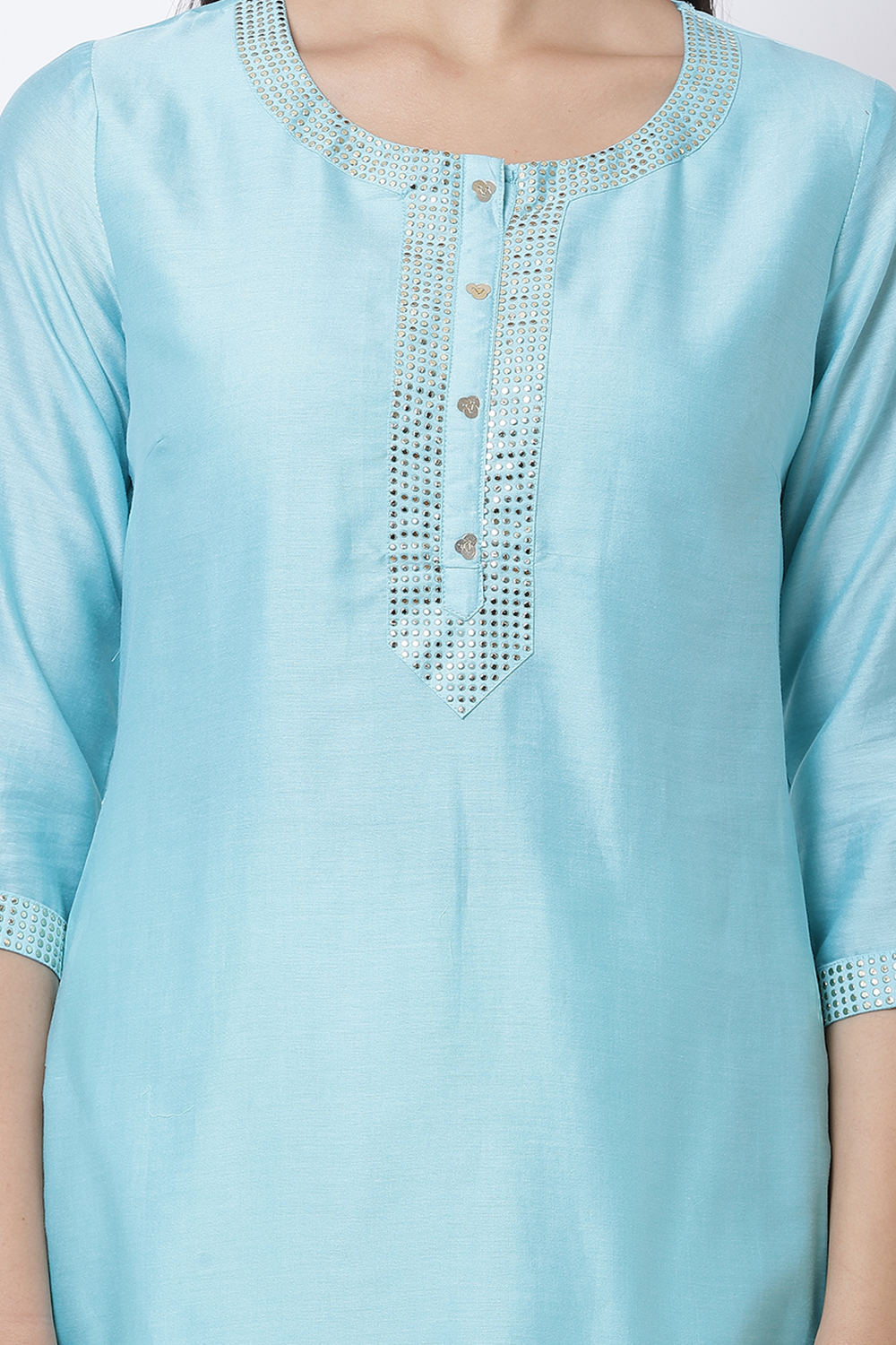 Sky Blue Cotton Kurta Kurta Garara Suit Set image number 1