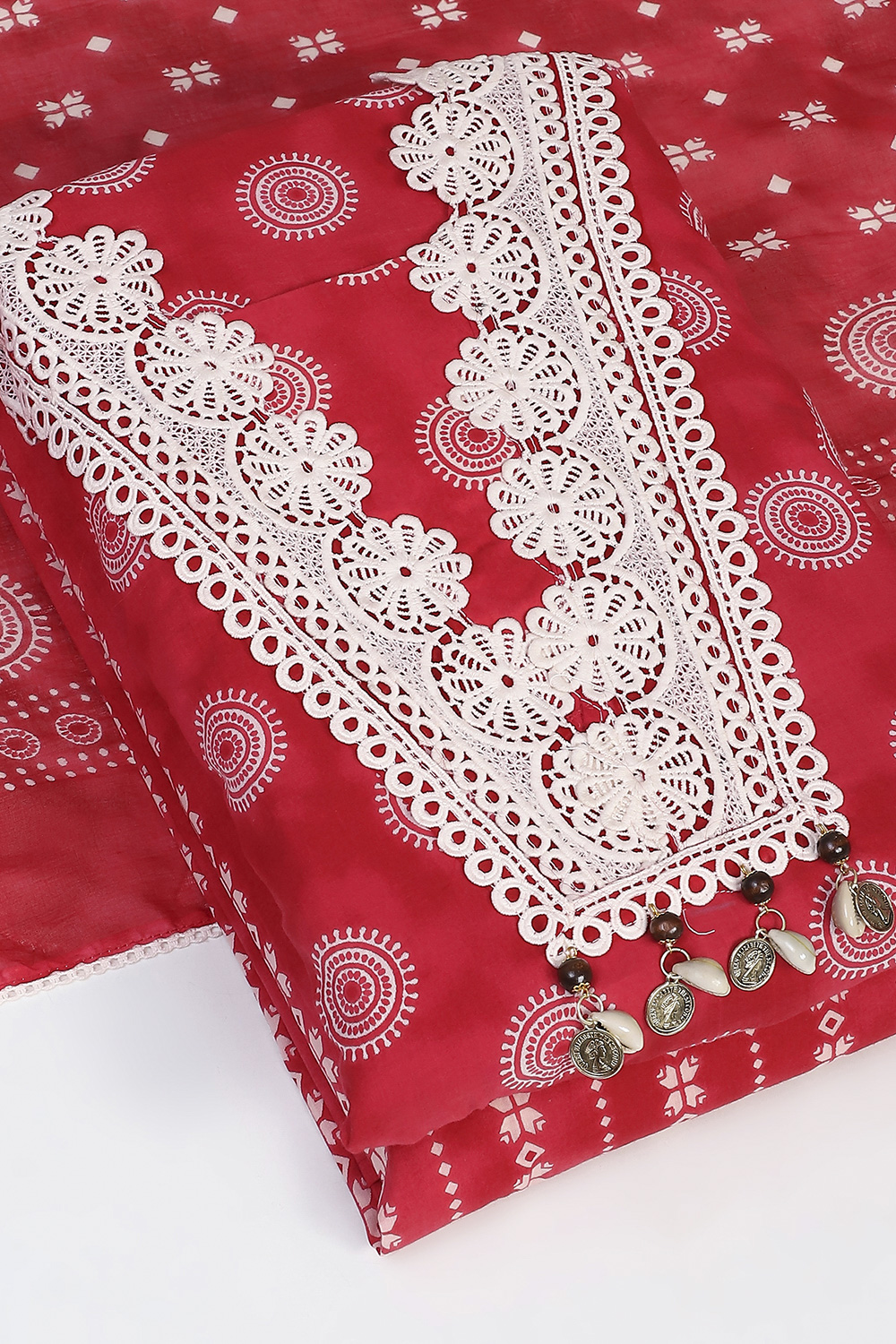 Indigo Cotton Unstitched Suit Set image number 6