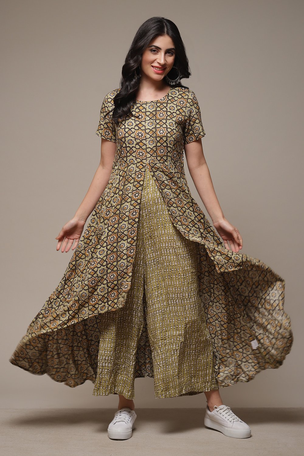 Light Olive Rayon Printed Ethnic Jumpsuit with Belt – Trendphoria-calidas.vn
