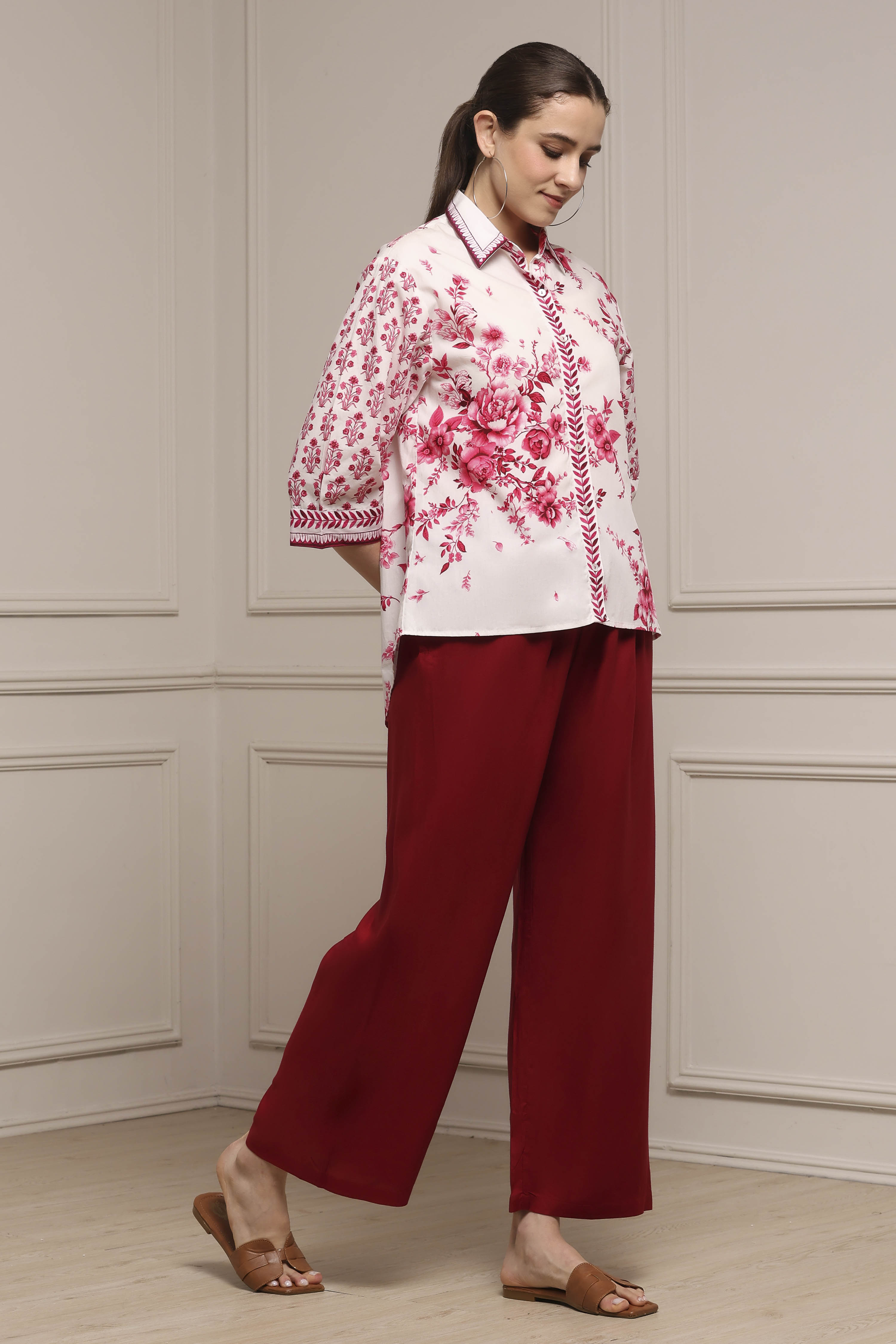 Blue Viscose Rayon Straight Palazzos image number 3
