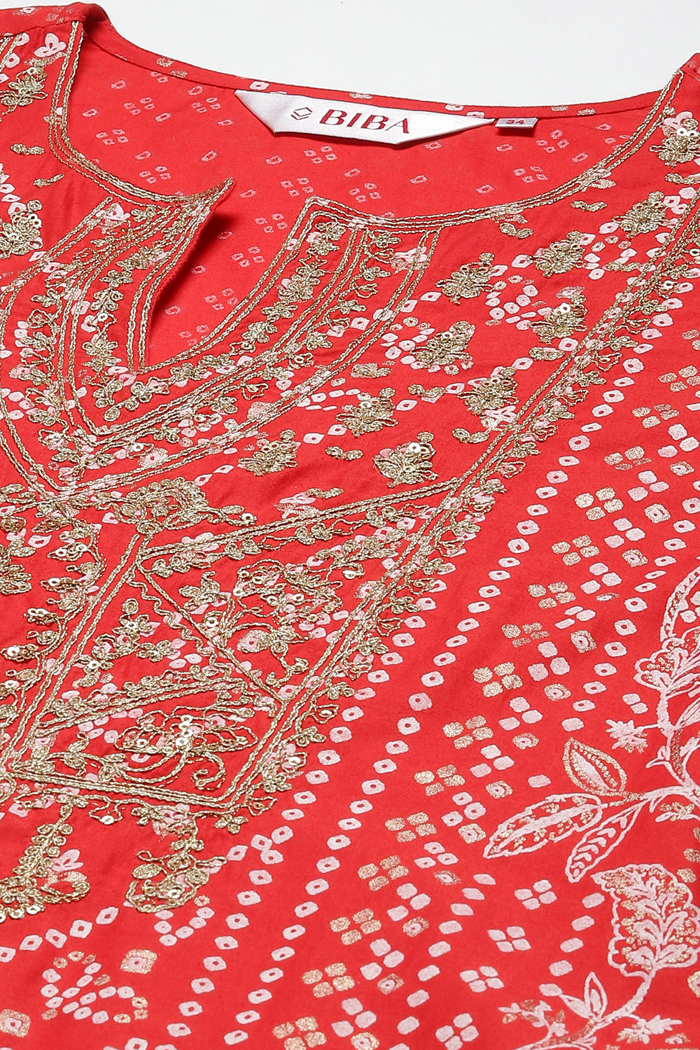 Red Cotton Straight Kurta Relaxed Pants Suit Set image number 1