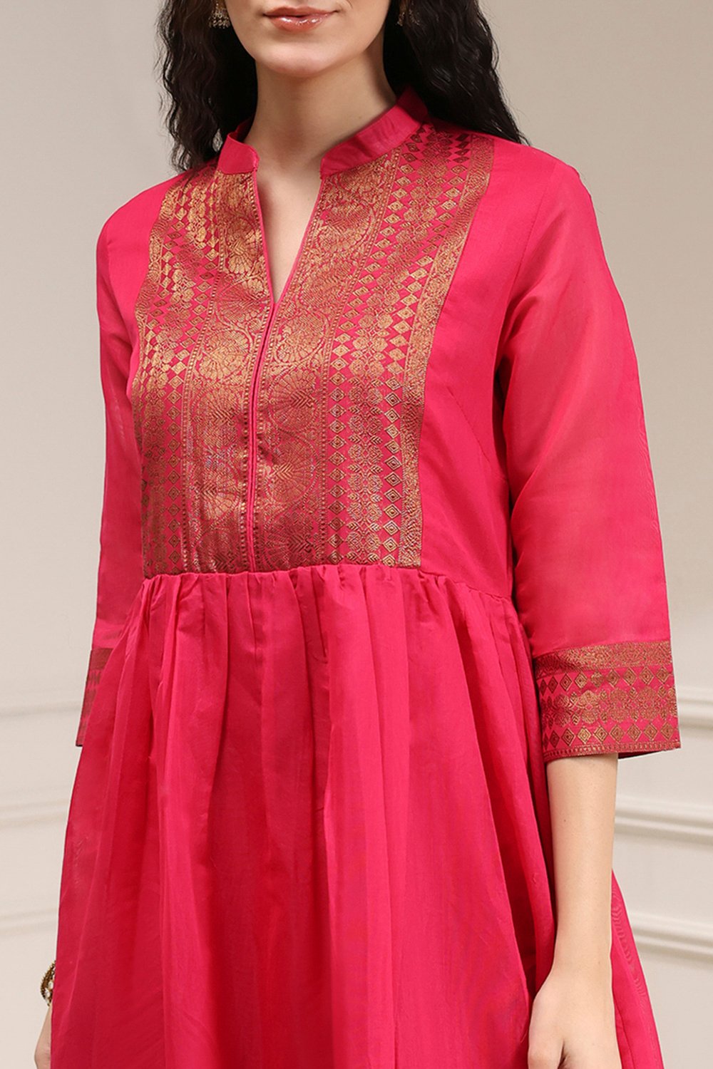 Green Yarn-Dyed Flared Kurta image number 1