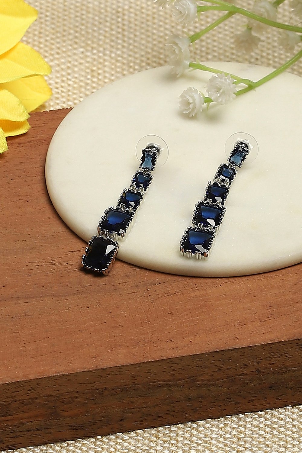 Blue Brass Danglers image number 0